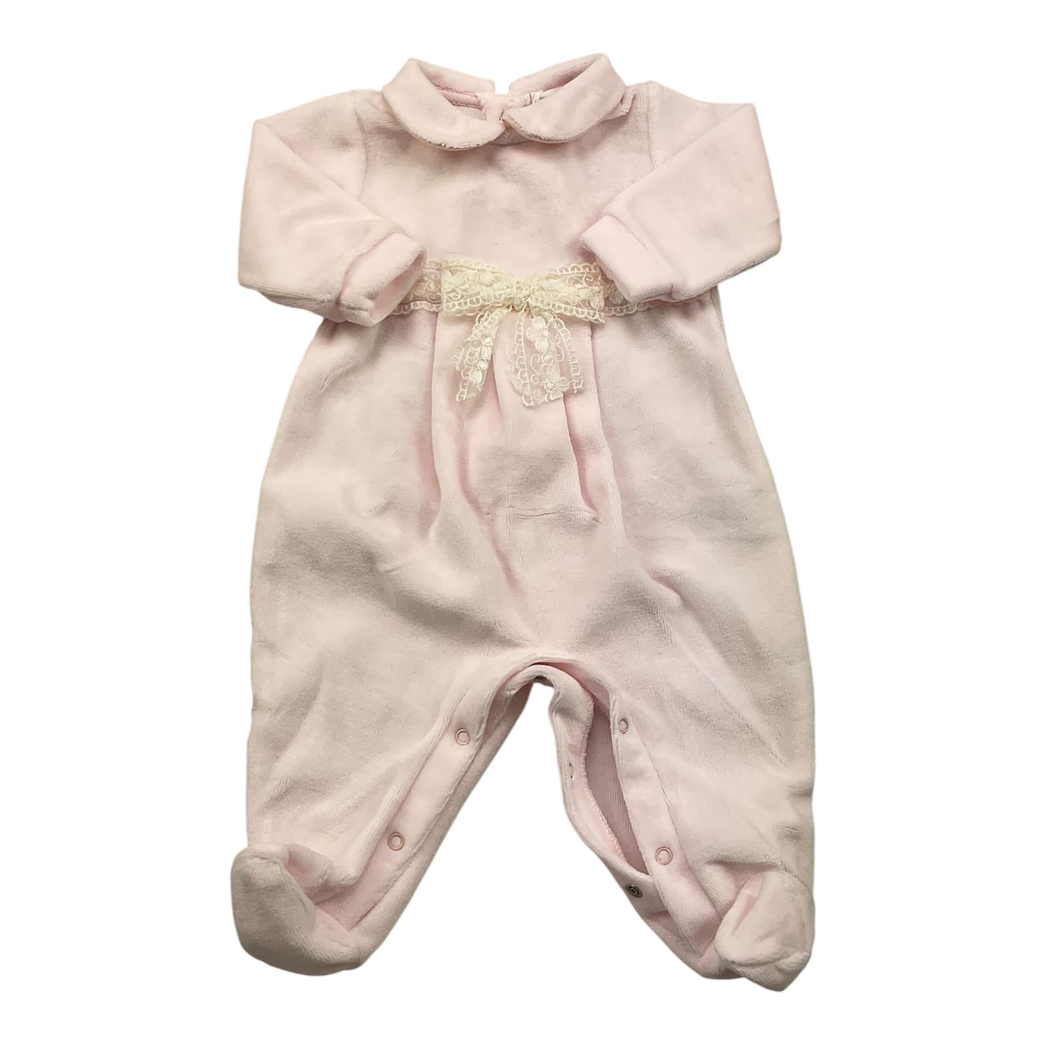 LALALU' tutina manica lunga tinta unita in ciniglia Rosa per Neonata TCL06NX ROSA LALALU'