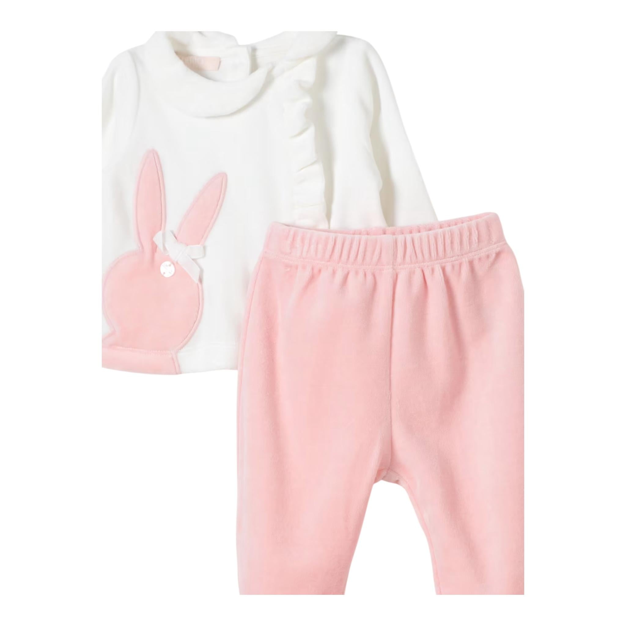 LIU JO completo 2 pezzi shirt-ghettina bicolore in ciniglia Bianco/rosa per Neonata HF4002 BIANCO/ROSA LIU JO