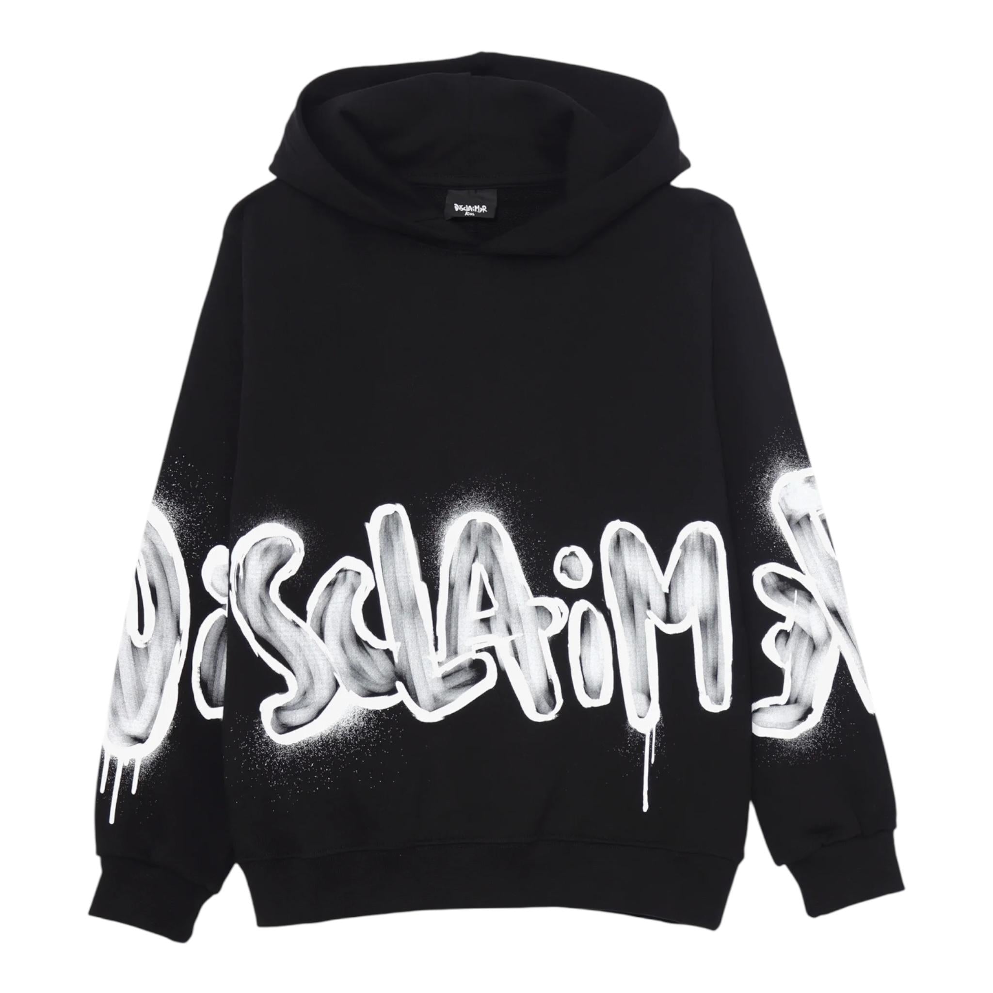 DISCLAIMER felpa con cappuccio tinta unita e stampa Nero per Bambino 24IDK58242X NERO DISCLAIMER