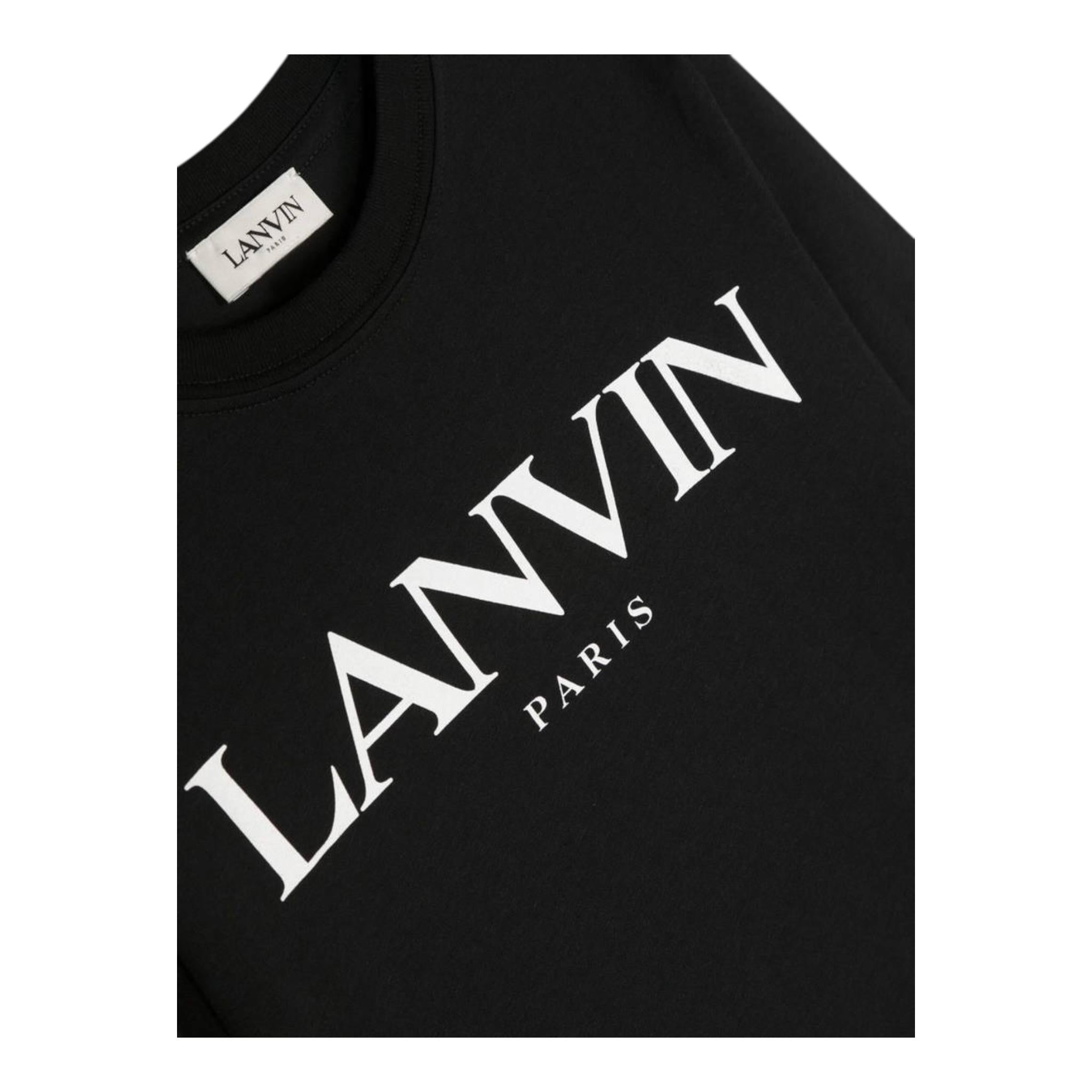 LANVIN shirt girocollo tinta unita cn logo Nero per Bambino N25145 NERO LANVIN