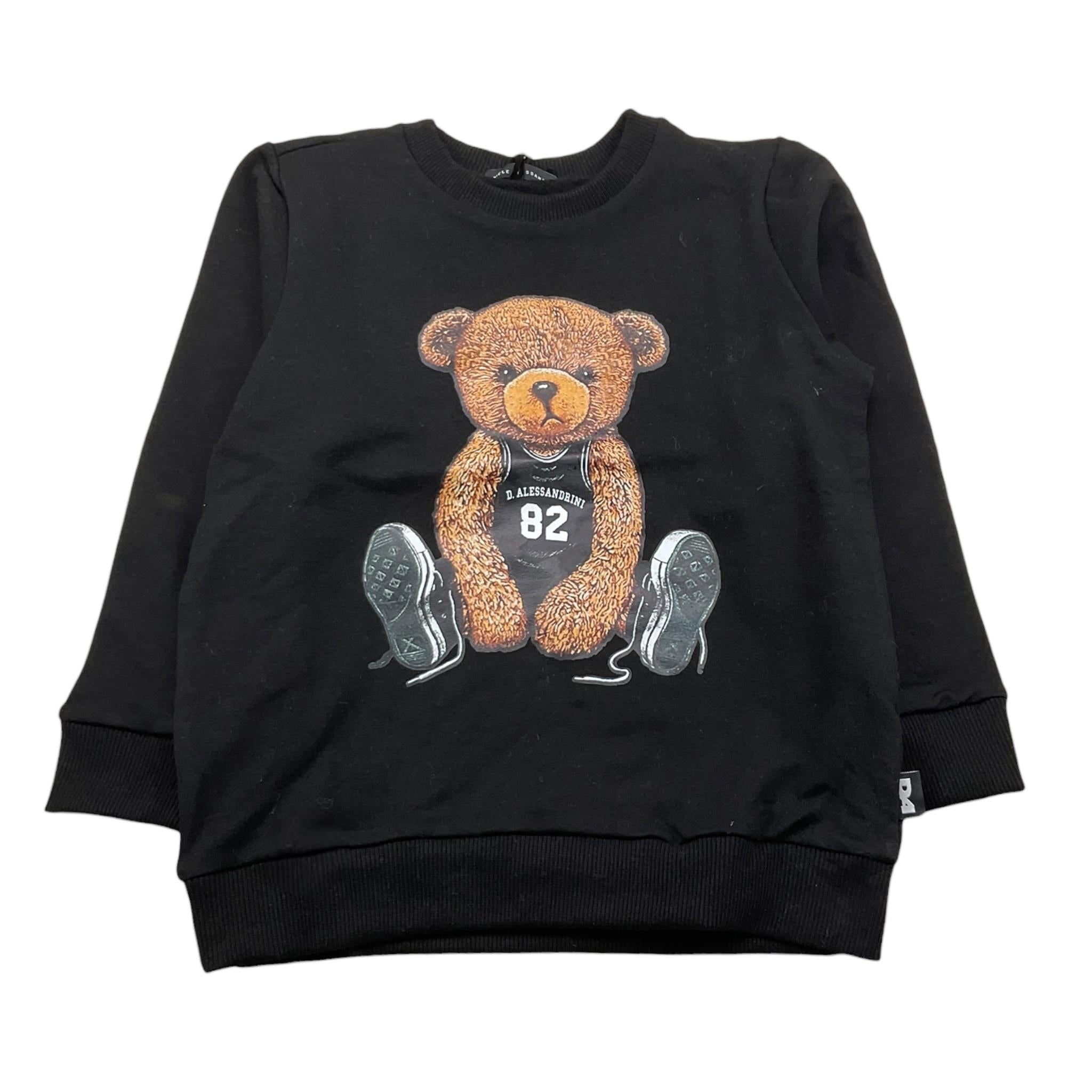 DANIELE ALESSANDRINI felpa chiusa girocollo tinta unita cn stampa orso Nero per Bambino 1291F00032JXXX NERO DANIELE ALESSANDRINI