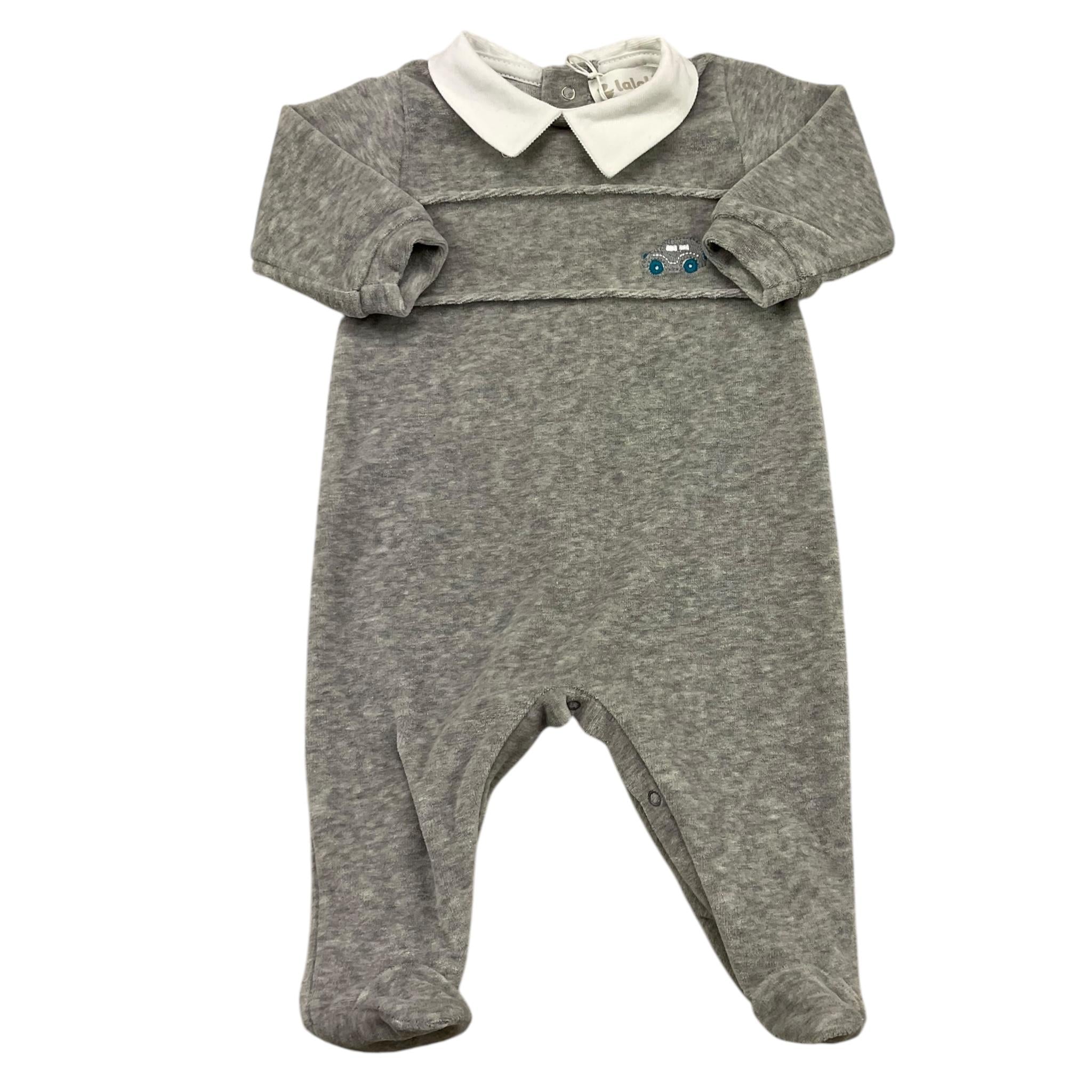 LALALU' tutina manica lunga tinta unita in ciniglia Grigio per Neonato TCL2N GRIGIO LALALU'
