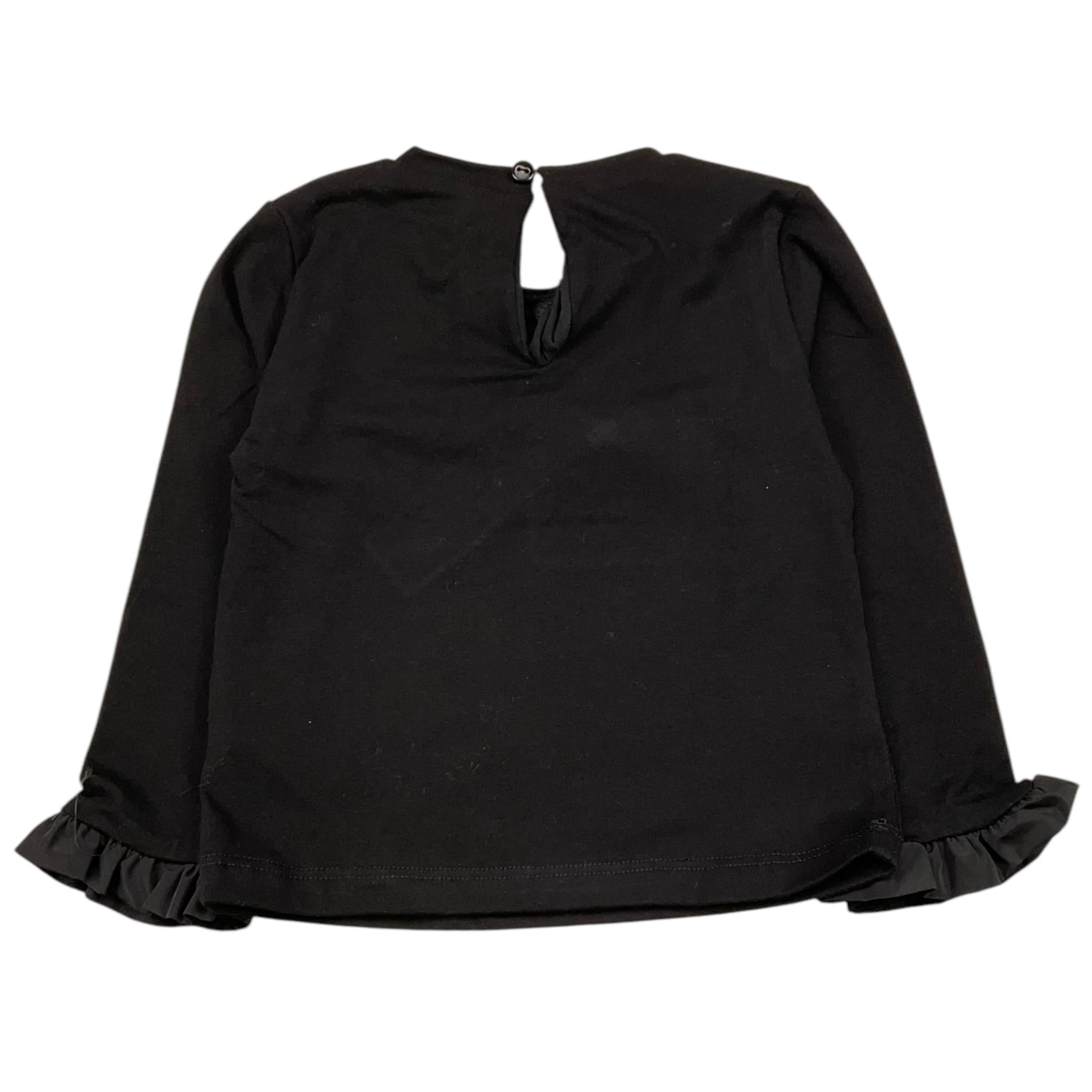 MISS GRANT shirt girocollo tinta unita cn stampa in contrasto Nero per Neonata MG1205 NERO MISS GRANT