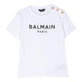 BALMAIN t-shirt girocollo tinta unita con stampa Bianco per Bambina BS8Q41 BIANCO BALMAIN