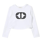 TWINSET shirt girocollo tinta unita con stampa Bianco per Bambina 242GJ2032XXXX BIANCO TWINSET