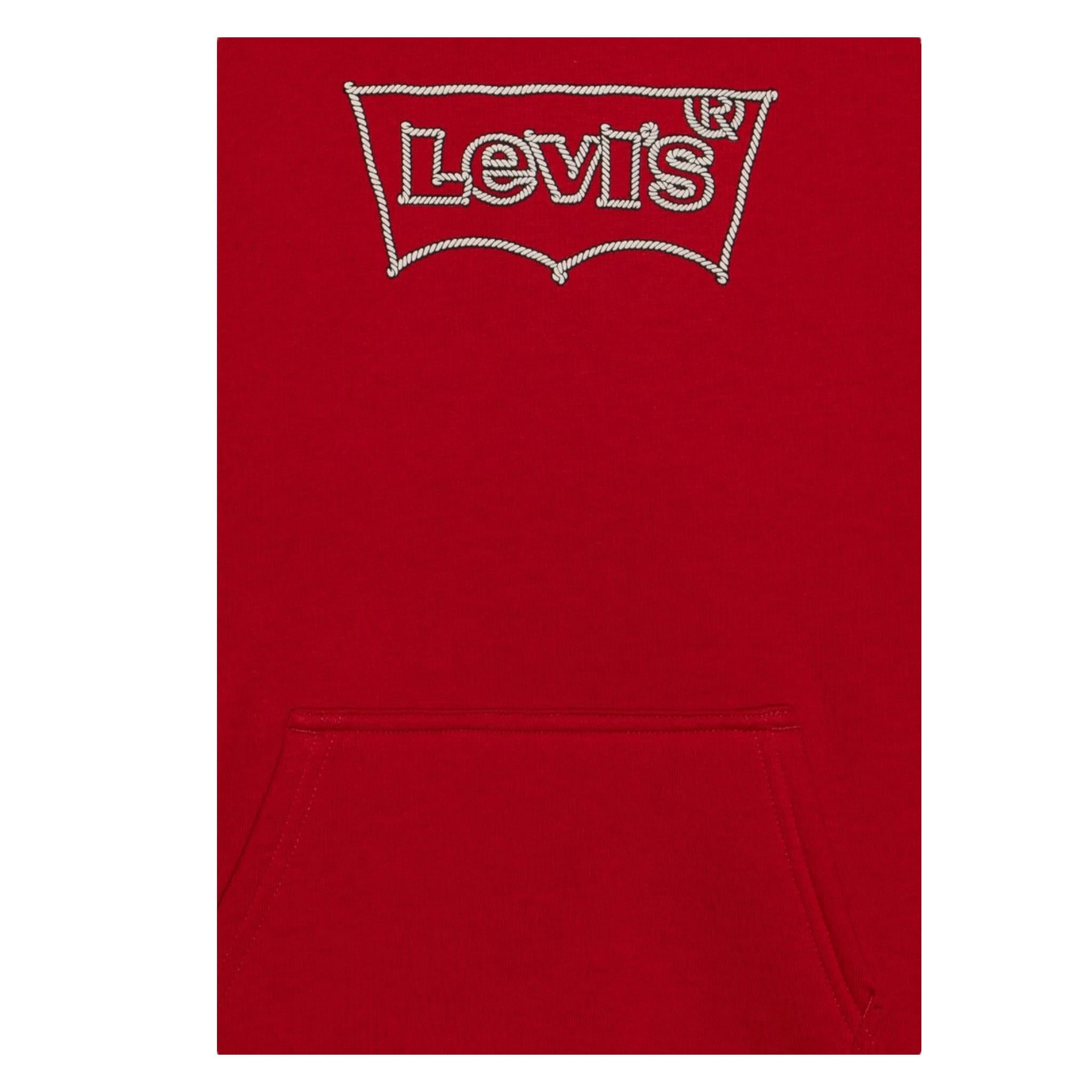 LEVIS felpa chiusa con cappuccio tinta unita con stampa logo Rosso per Bambino 9EL533 ROSSO LEVIS