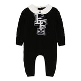 ELISABETTA FRANCHI tutina in maglia tinta unita con colletto in contrasto Nero per Neonata ENTU117 NERO ELISABETTA FRANCHI