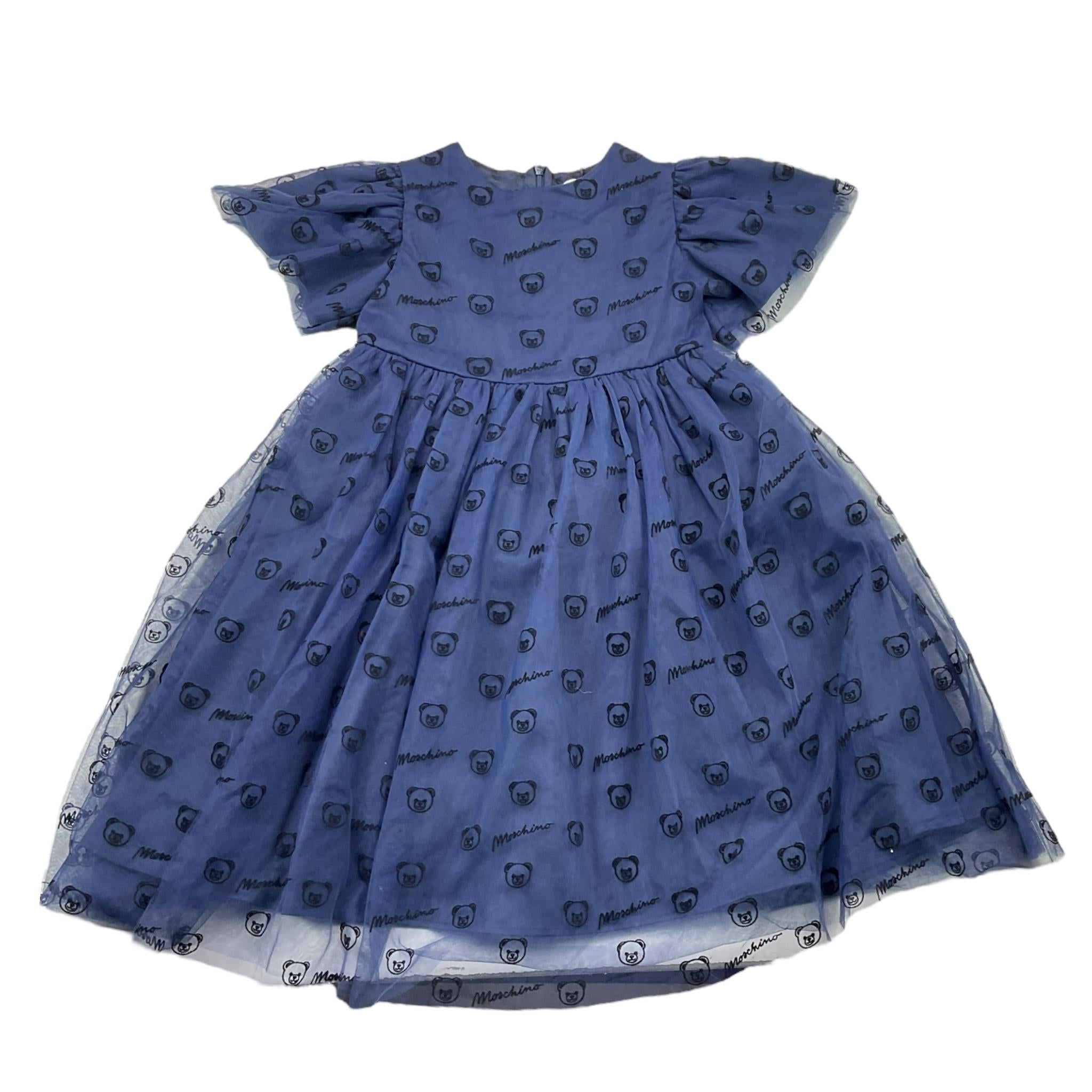 MOSCHINO abito tinta unita logato Blu per Bambina HDV0GW BLU MOSCHINO