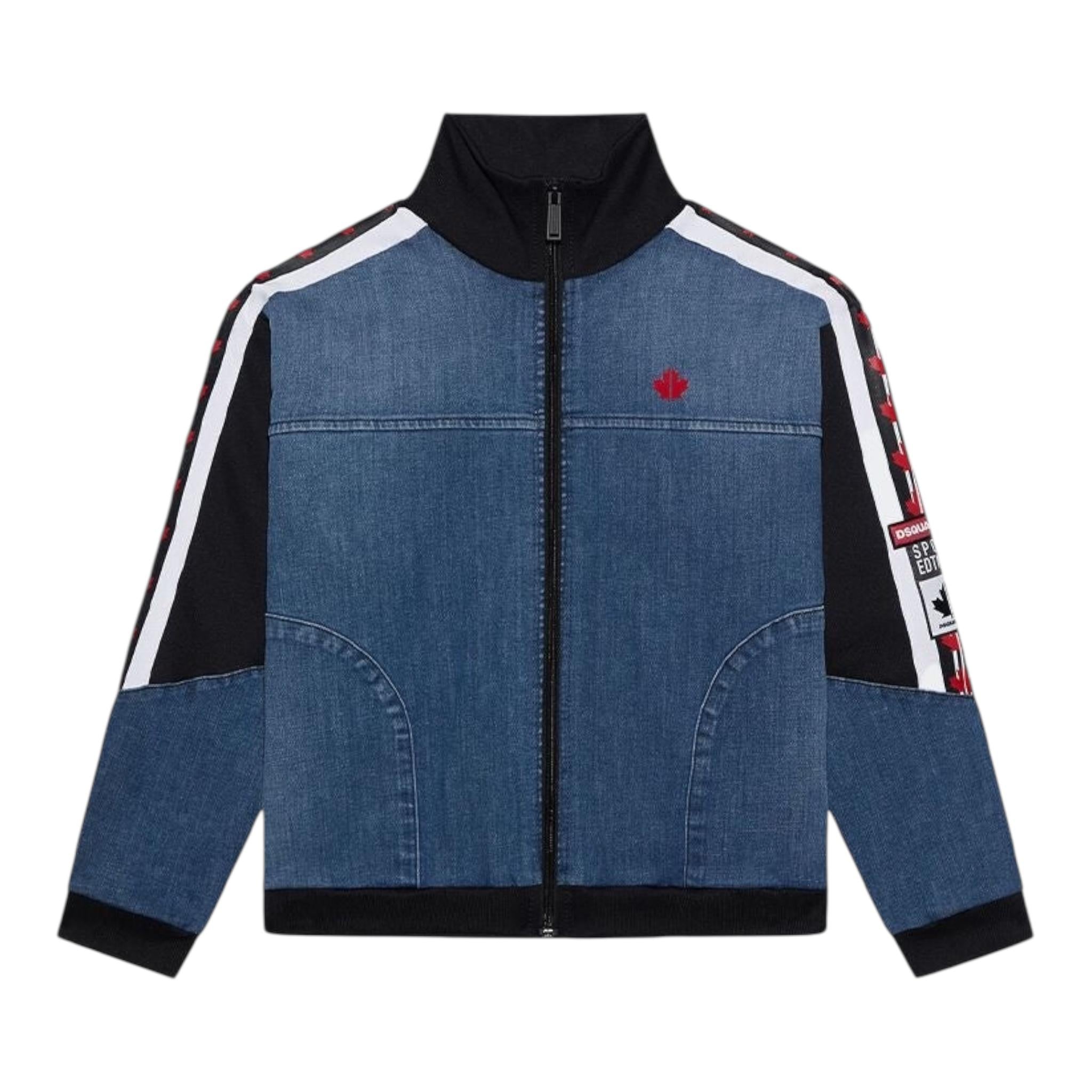 DSQUARED2 felpa in denim tinta unita con maniche in contrasto Blu per Bambino DQ1855 BLU DSQUARED2
