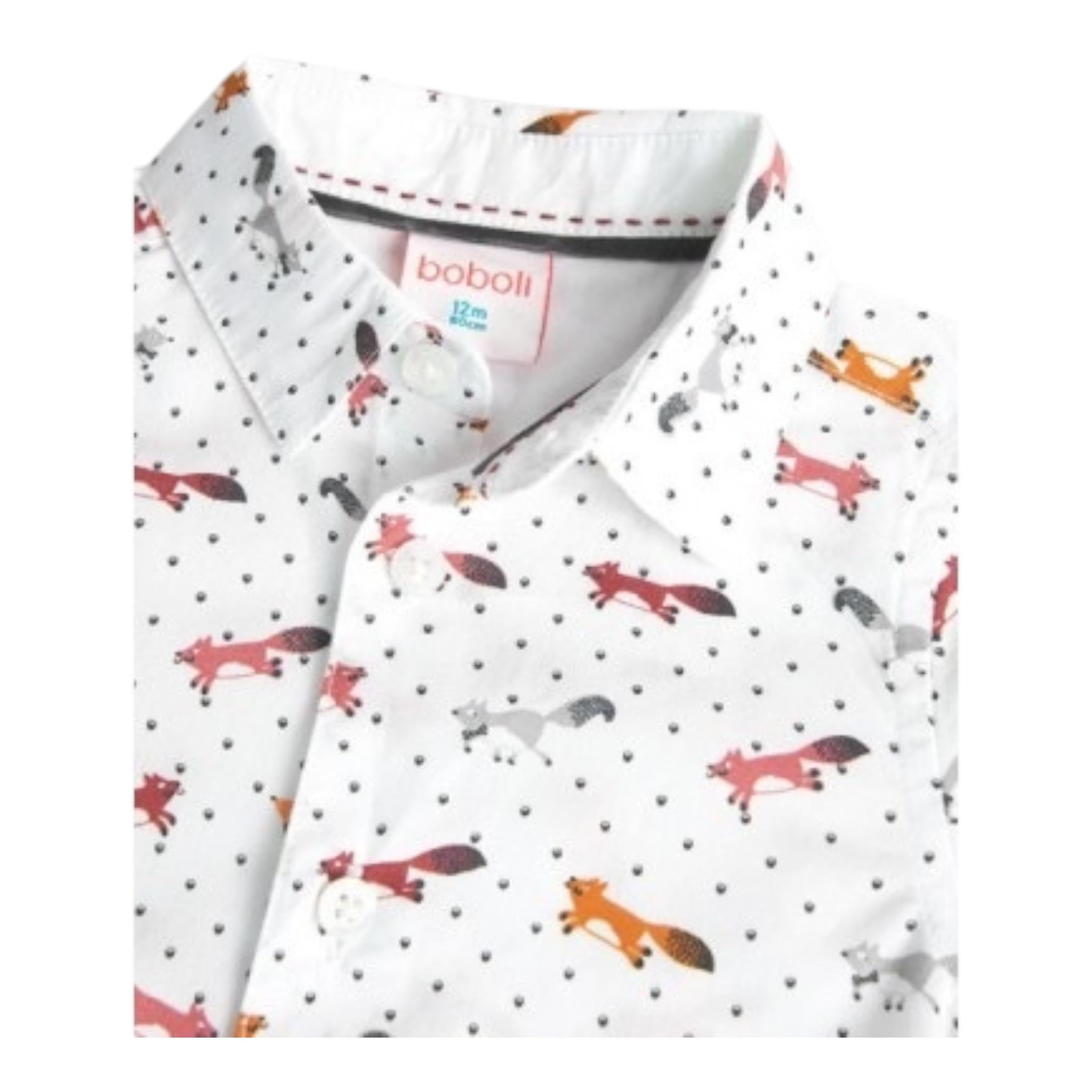 BOBOLI camicia tinta unita con stampa Bianco per Neonato 719018 BIANCO BOBOLI
