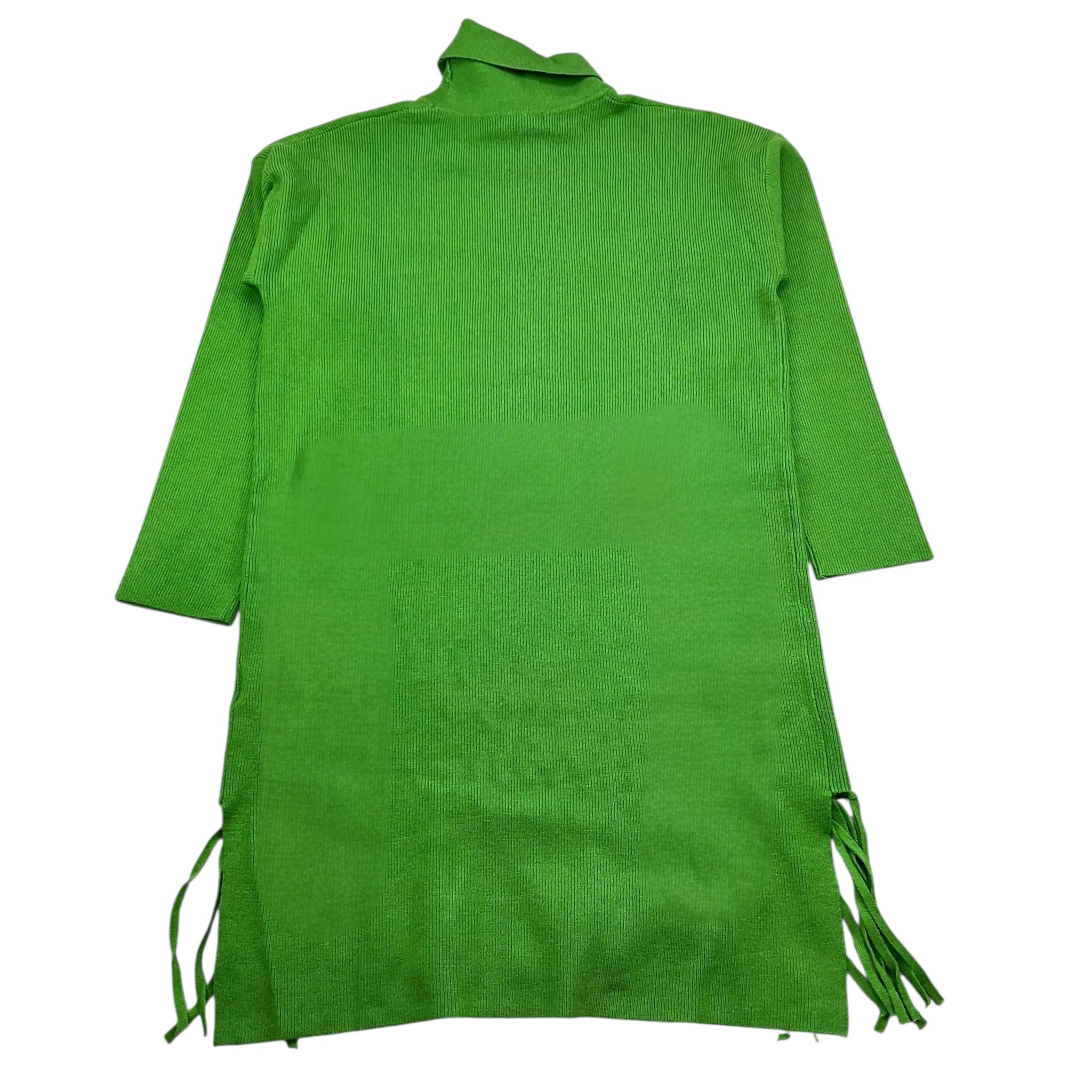 TO be too abito manica lunga tinta unita con frange Verde per Bambina TBT2453 VERDE TO be too