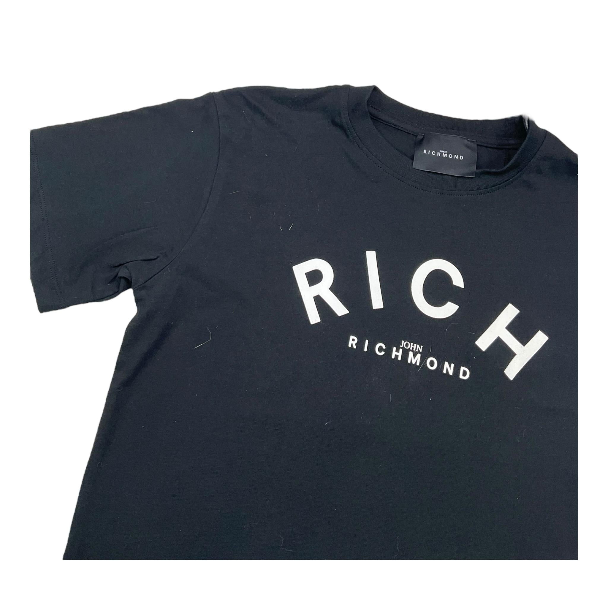 JOHN RICHMOND t-shirt girocollo tinta unita con stampa in contrasto Nero per Bambino RBA25188TS NERO JOHN RICHMOND