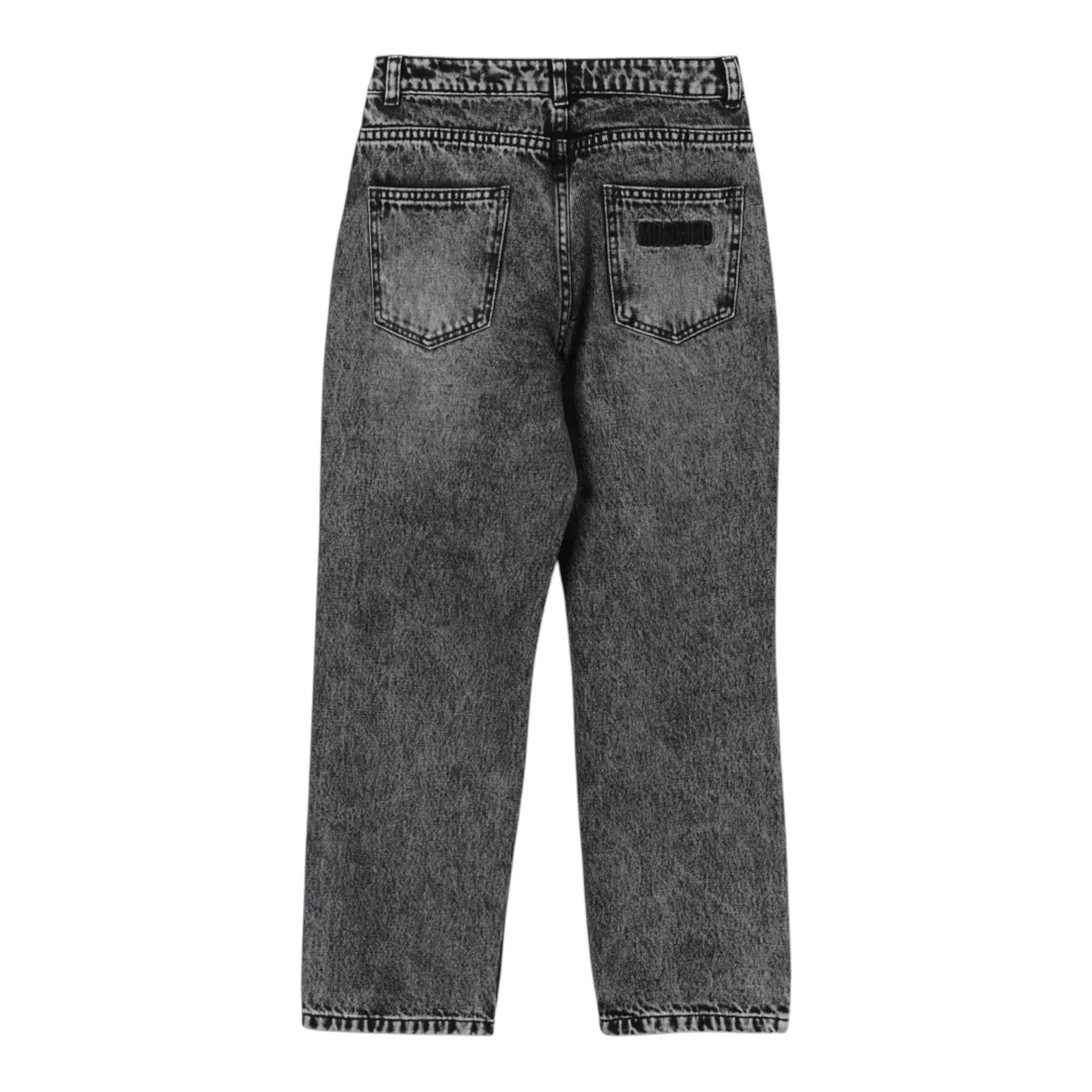 MOSCHINO jeans tinta unita con 5 tasche Nero per Bambina HAP069X NERO MOSCHINO
