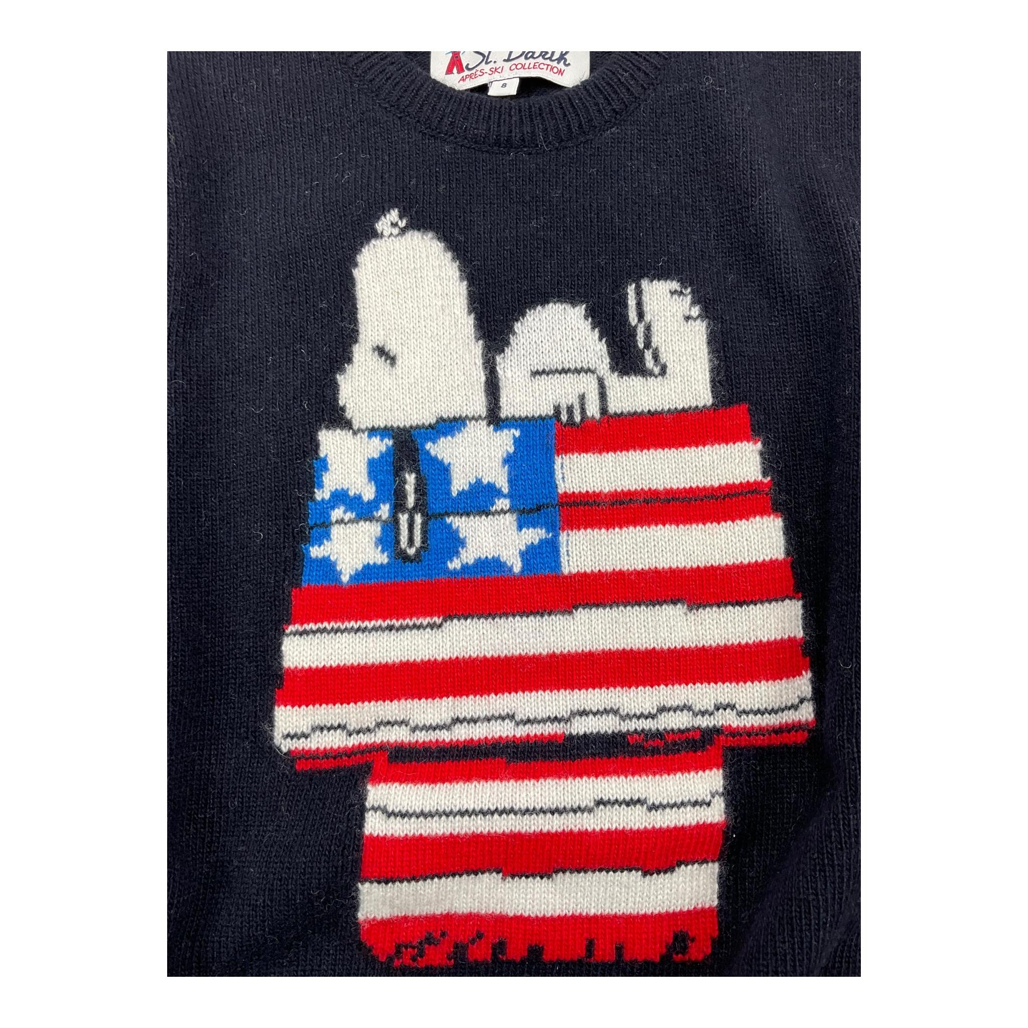 SAINT BARTH maglia tinta unita girocollo stampa snoopie Blu per Bambino SNOOPYUSA BLU SAINT BARTH