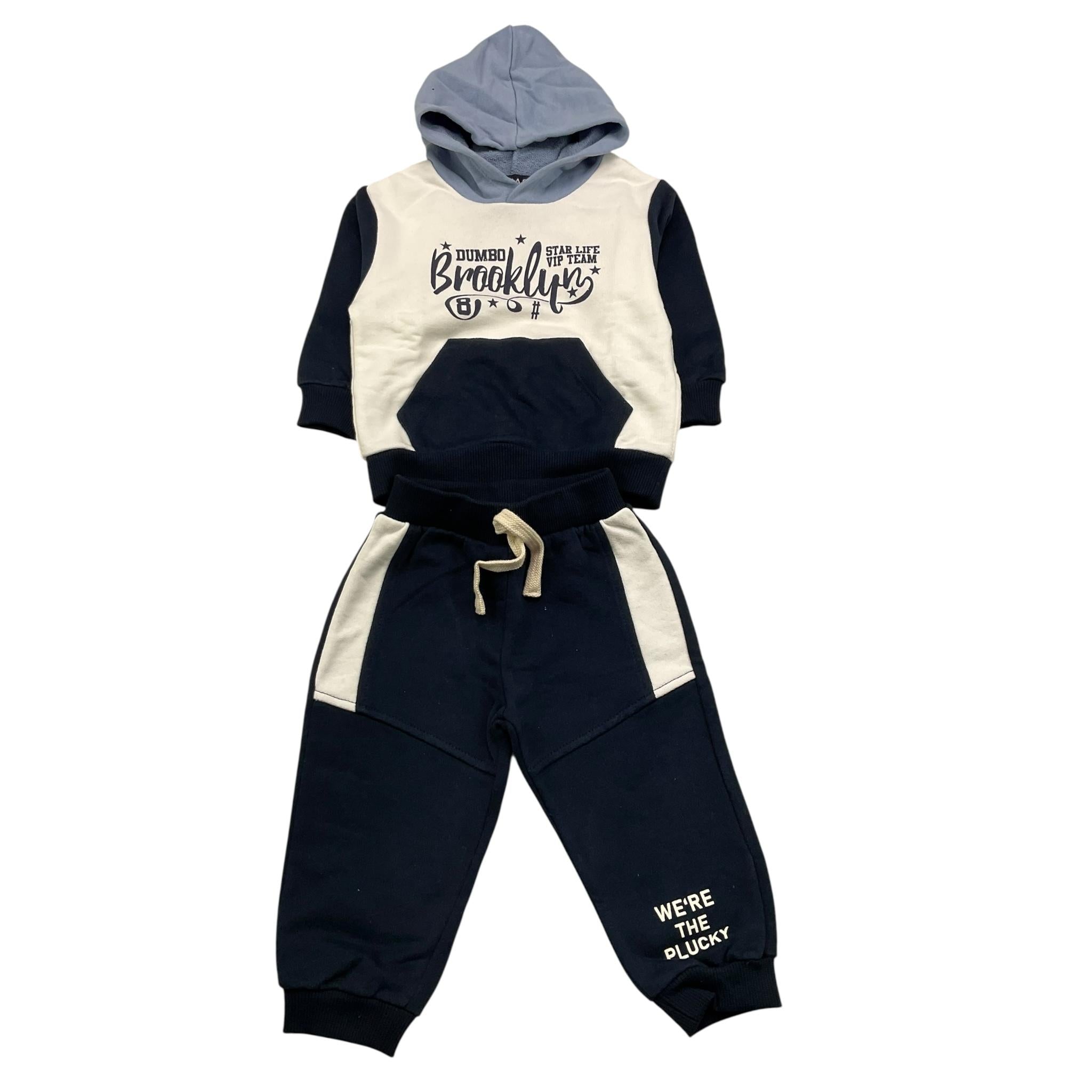 PLEASE completo 2 pezzi felpa-pantalone Blu per Neonato KT22040B65 BLU PLEASE