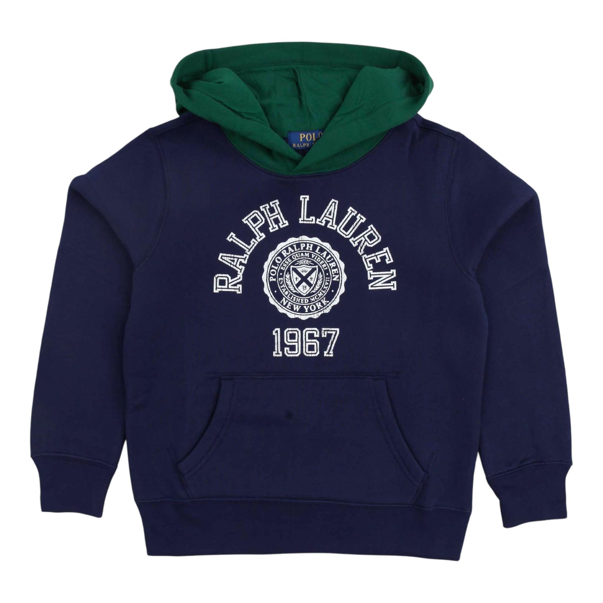 RALPH LAUREN felpa chiusa con cappuccio tinta unita con stampa Blu per Bambino 323952489001 BLU RALPH LAUREN