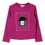 TWINSET shirt girocollo tinta unita con stampa Viola per Bambina 242GJ2400 VIOLA TWINSET