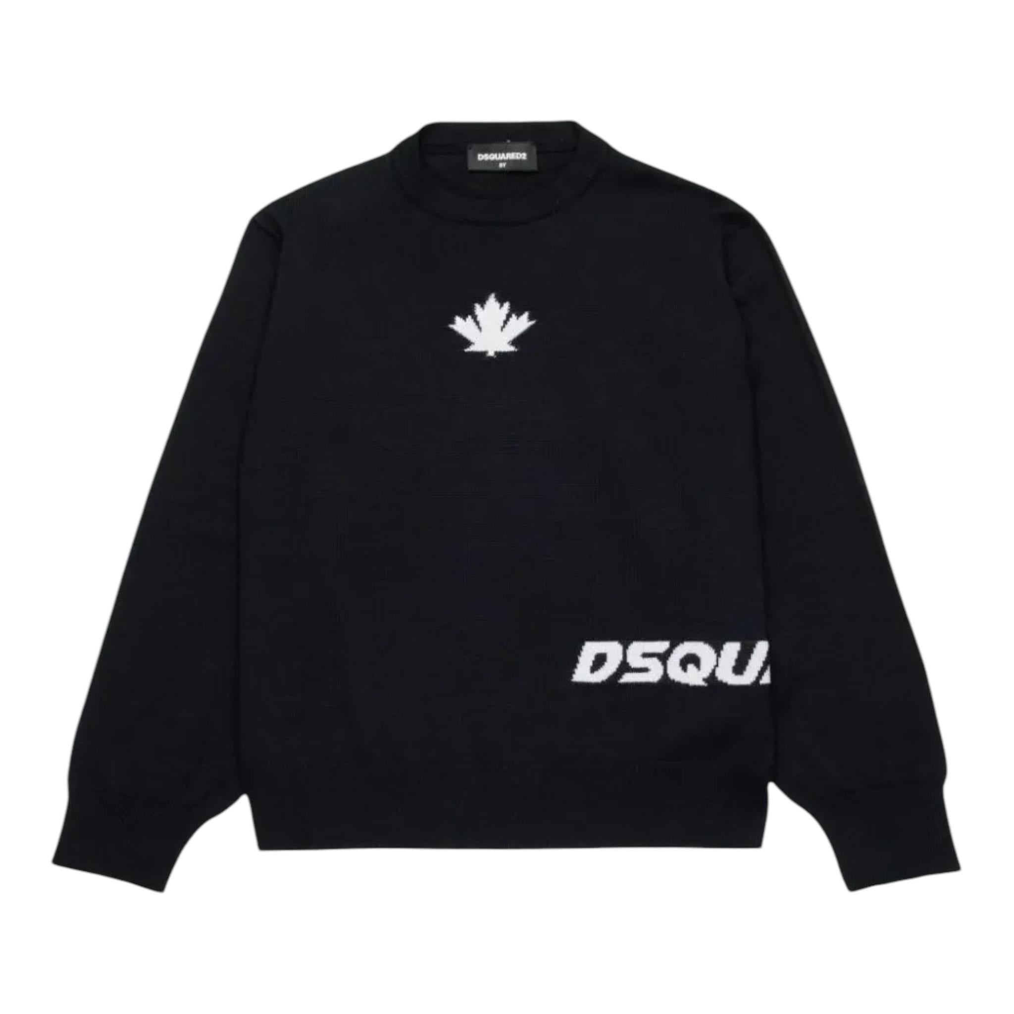 DSQUARED2 maglia tinta unita girocollo con stampa Nero per Bambino DQ2453X NERO DSQUARED2