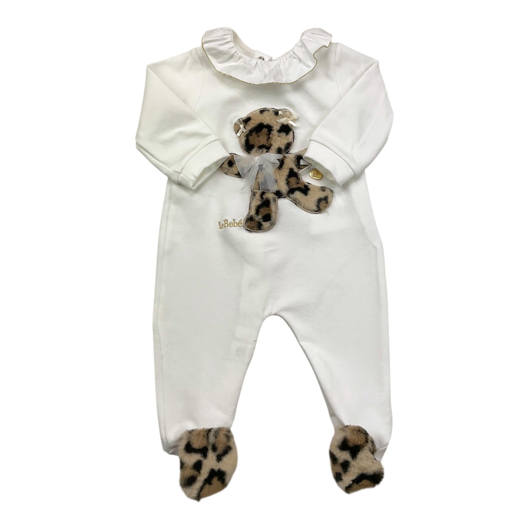 LE BEBE' tutina tinta unita con fantasia maculata Bianco per Neonata LBG6030 BIANCO LE BEBE'