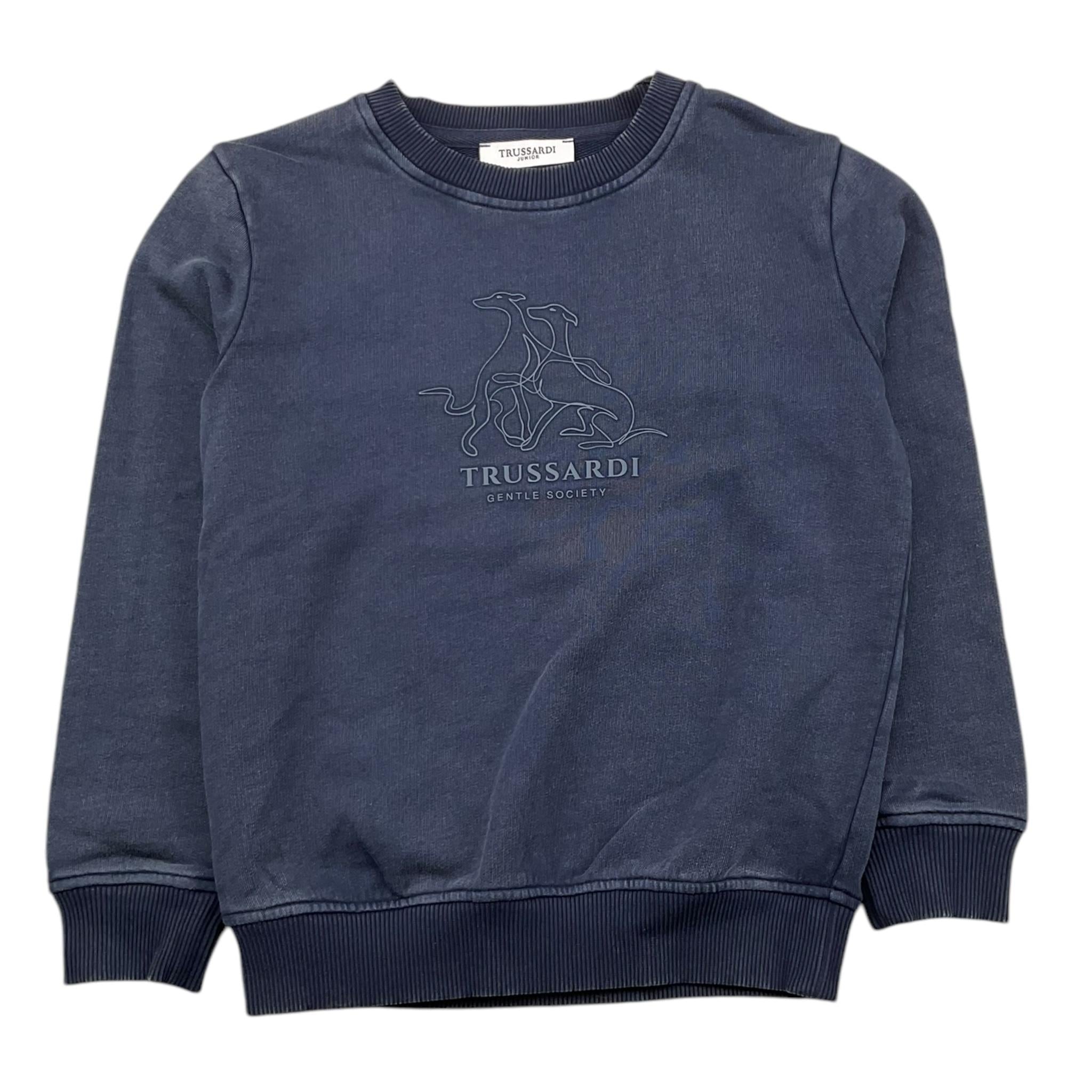 TRUSSARDI felpa chiusa girocollo tinta unita con stampa Blu per Bambino TBA25138FE BLU TRUSSARDI