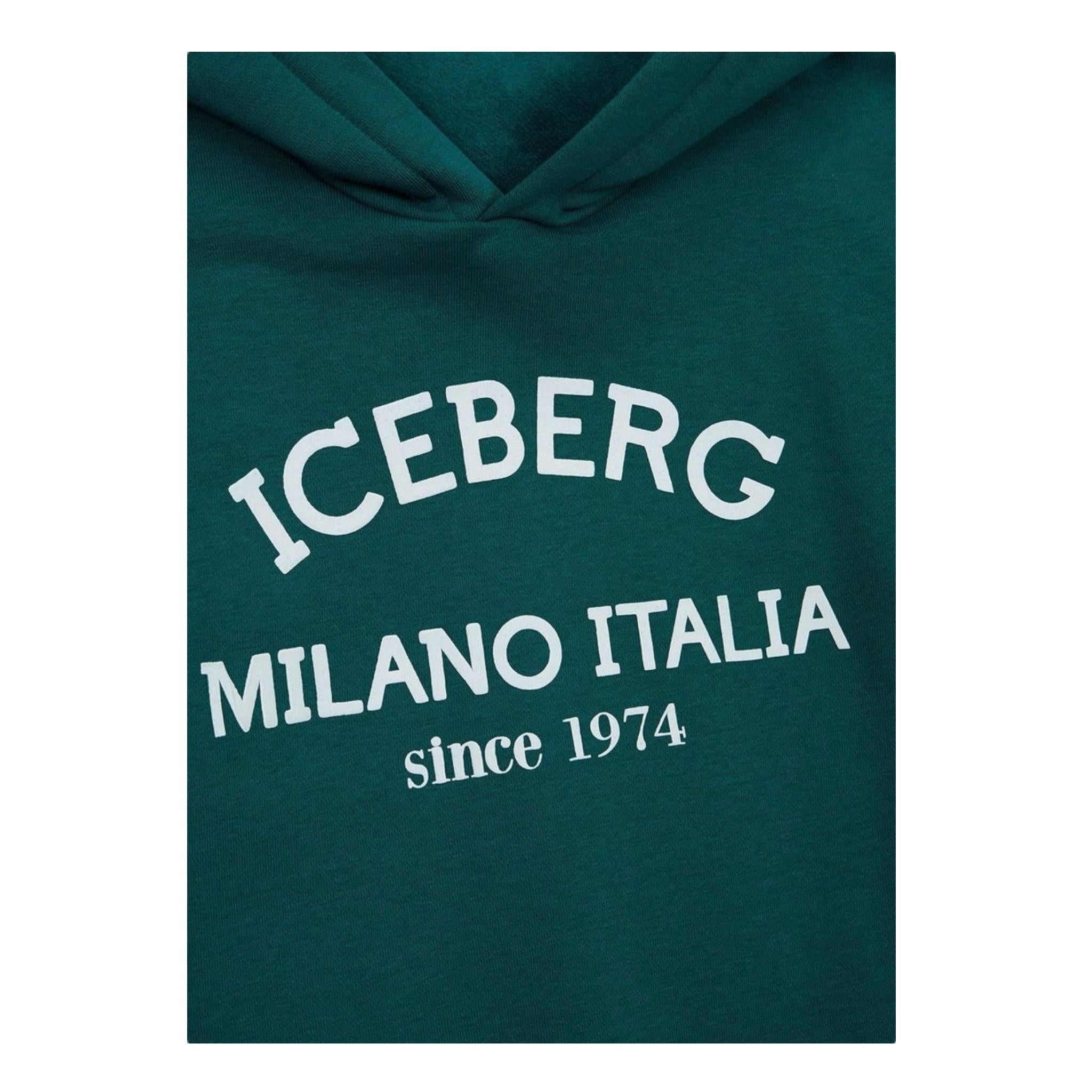 ICEBERG felpa chiusa con cappuccio tinta unita Verde per Bambino MFICE5335JX VERDE ICEBERG
