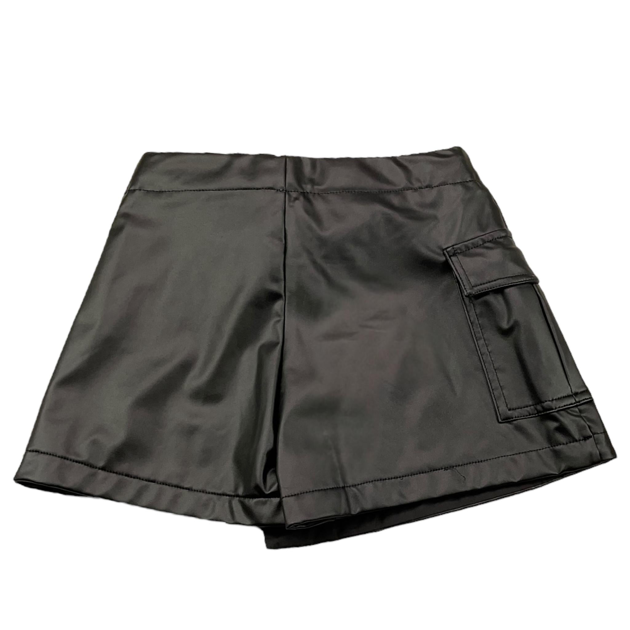 SARABANDA short in ecopelle tinta unita Nero per Bambina A240 NERO SARABANDA