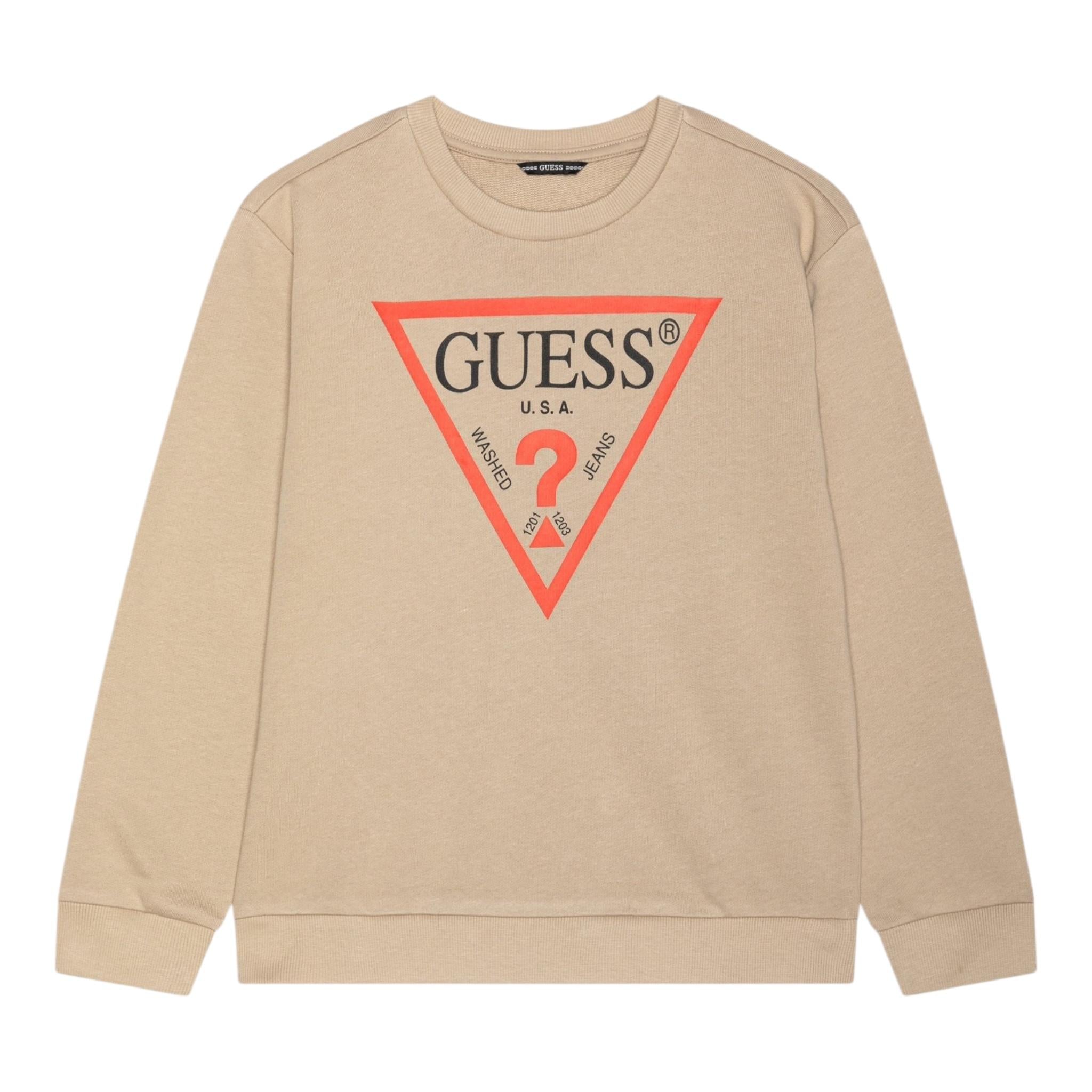 GUESS felpa tinta unita girocollo con stampa Beige per Bambino N73Q10KAUG0J BEIGE GUESS