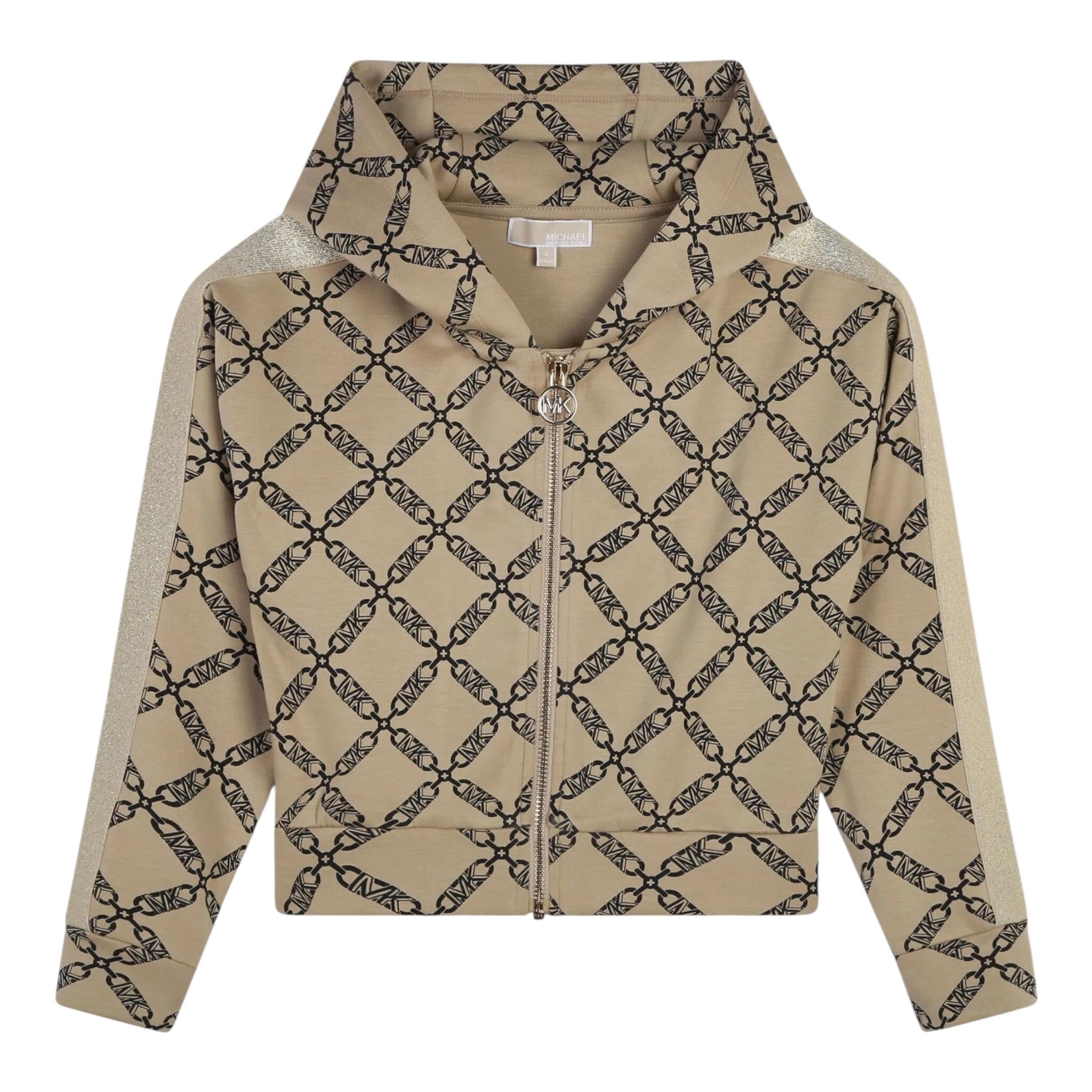 MICHAEL KORS felpa tinta unita logata con zip e cappuccio Beige per Bambina R30155X BEIGE MICHAEL KORS