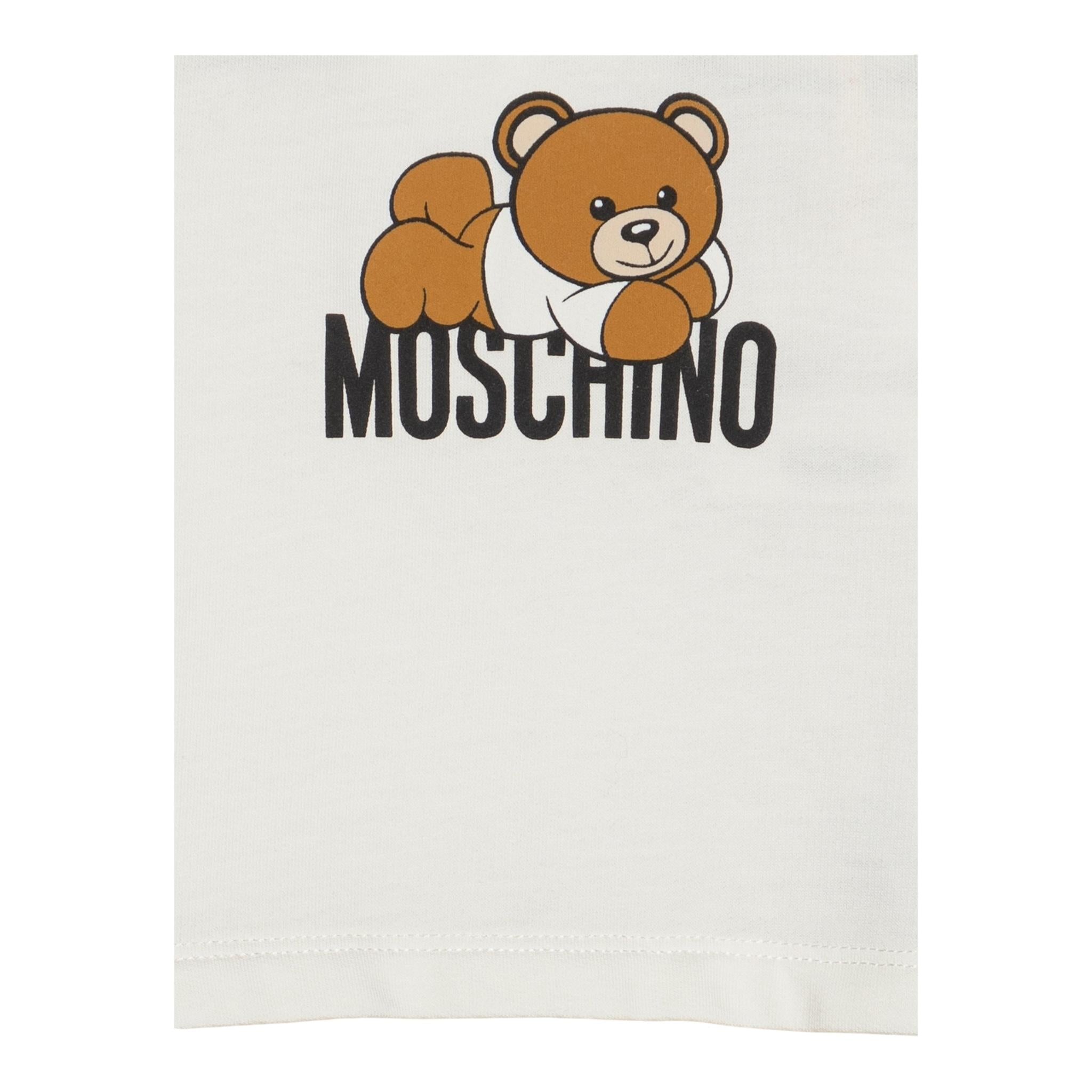 MOSCHINO tutina bicolore manica lunga con stampa orso Bianco/beige per Neonato MUY06ZO BIANCO/BEIGE MOSCHINO