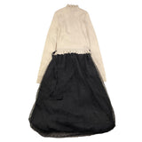 RED VALENTINO abito manica lunga bicolore con gonna tulle Nero per Bambina XR0VAEK5 NERO RED VALENTINO