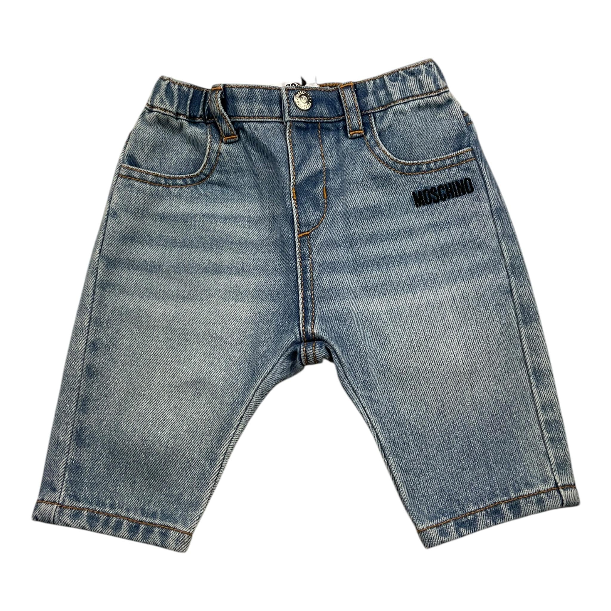MOSCHINO jeans tinta unita con elastico in vita Azzurro per Neonato MUP05H AZZURRO MOSCHINO