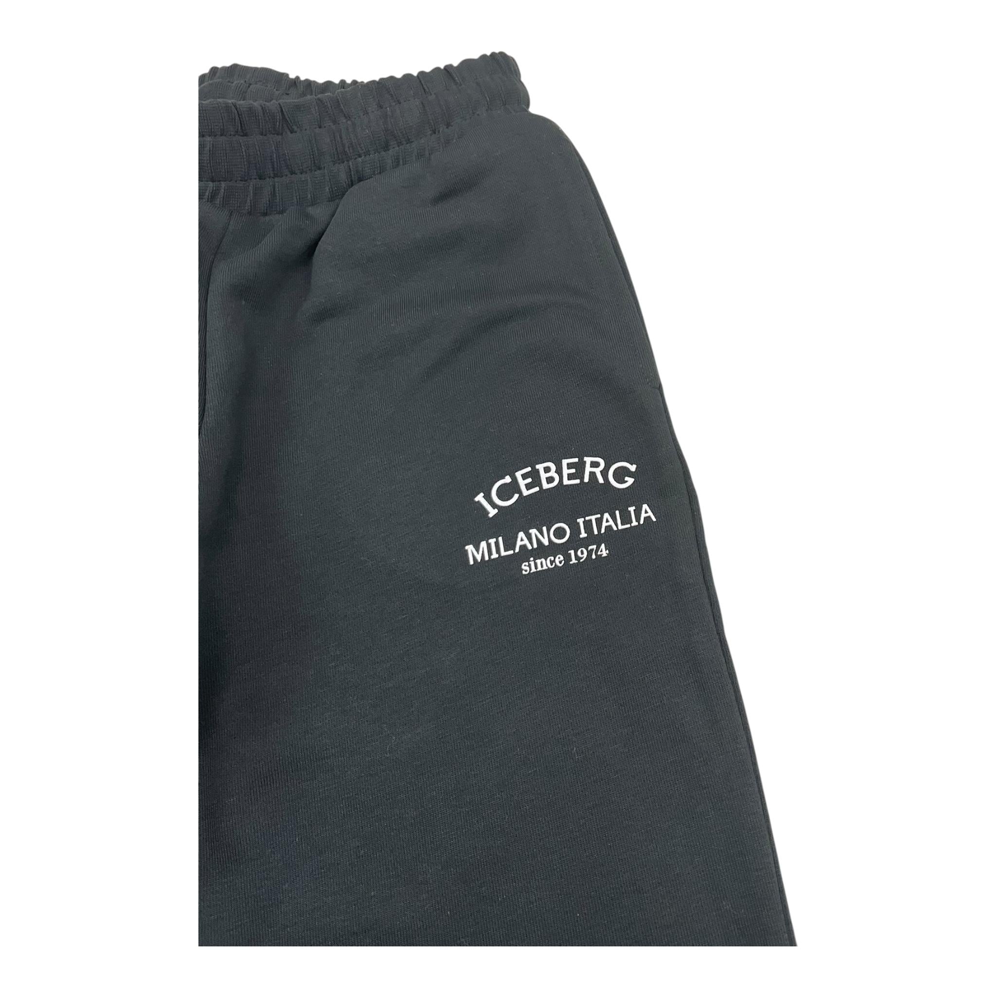 ICEBERG pantalone tuta tinta unita con stampa Nero per Bambino PFICE5316JXX NERO ICEBERG