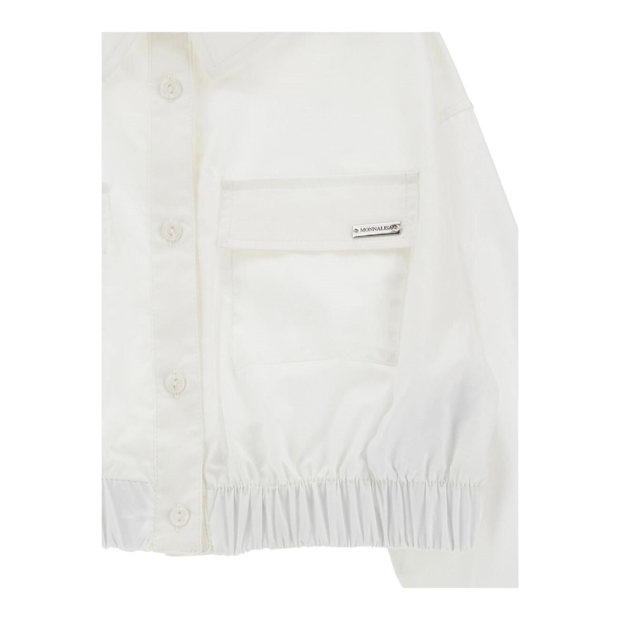 MONNALISA camicia tinta unita con elastico Bianco per Bambina 41D300 BIANCO MONNALISA