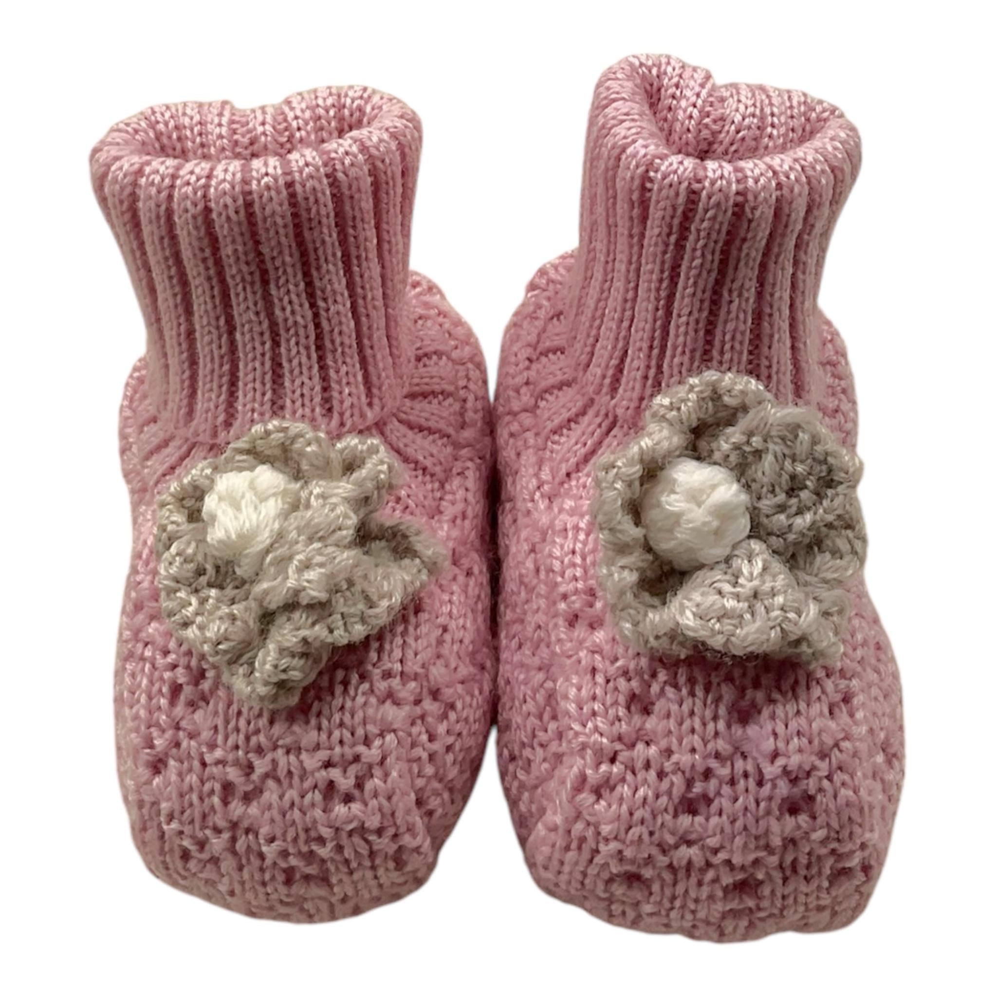 MARLU' babbucce tinta unita con applicazione Rosa per Neonata IB13S ROSA MARLU'