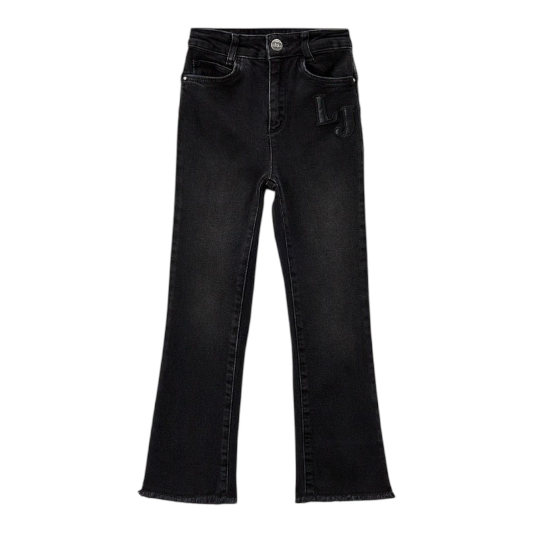 LIU JO jeans modello a zampa tinta unita con girovita regolabile Nero per Bambina GF3133 NERO LIU JO