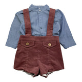 MARTA Y PAULA completo bicolore 2pz camicia-salopettes Azzurro per Neonato 1850N AZZURRO MARTA Y PAULA