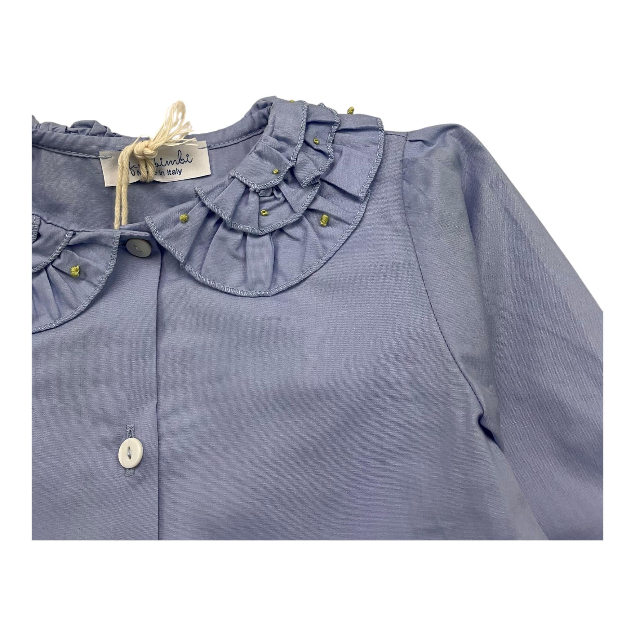 ILFAROBIMBI camicia manica lunga tinta unita con colletto Azzurro per Bambina IFB50125 AZZURRO ILFAROBIMBI