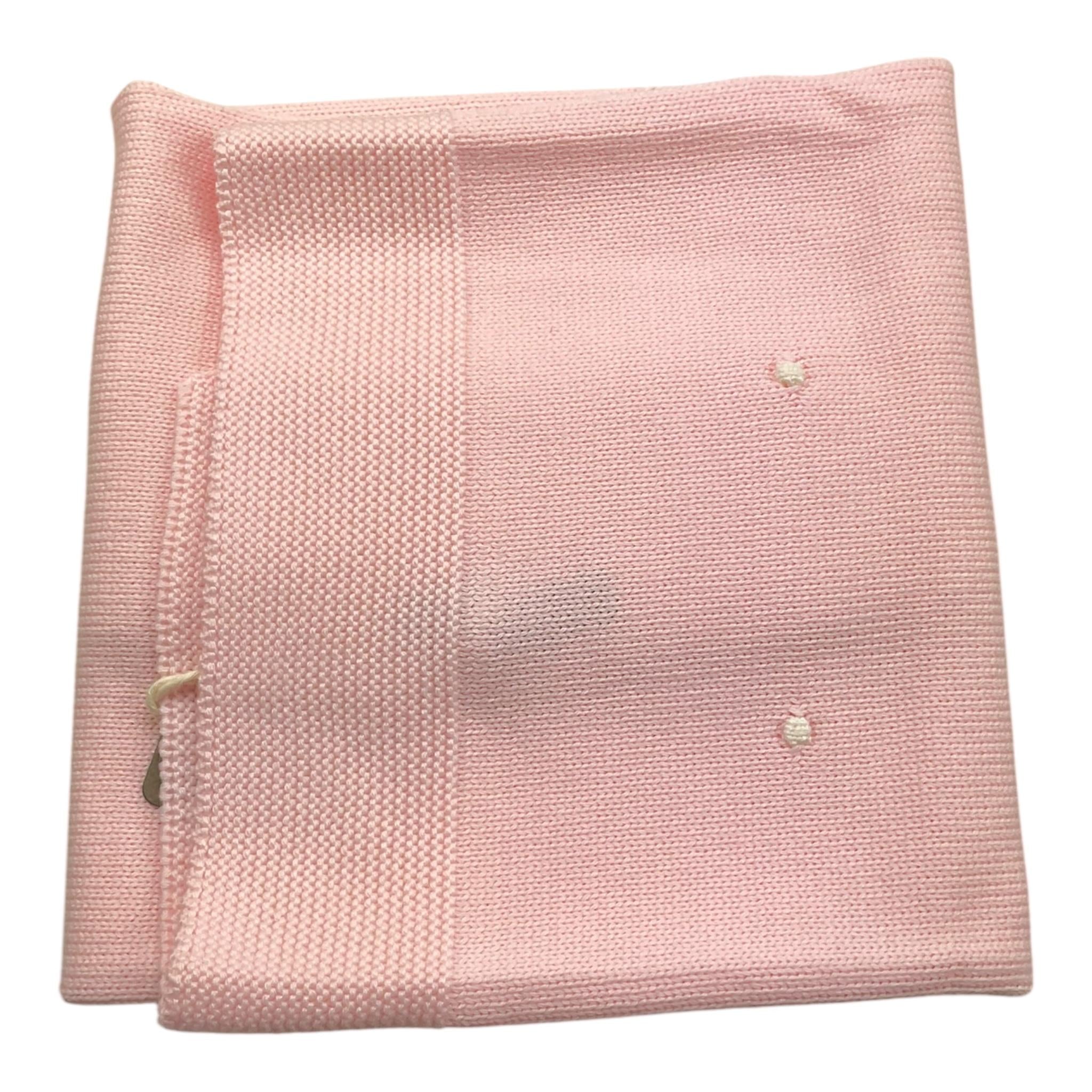 LITTLE BEAR coperta tinta unita con ricami in contrasto Rosa per Neonata 9114X ROSA LITTLE BEAR