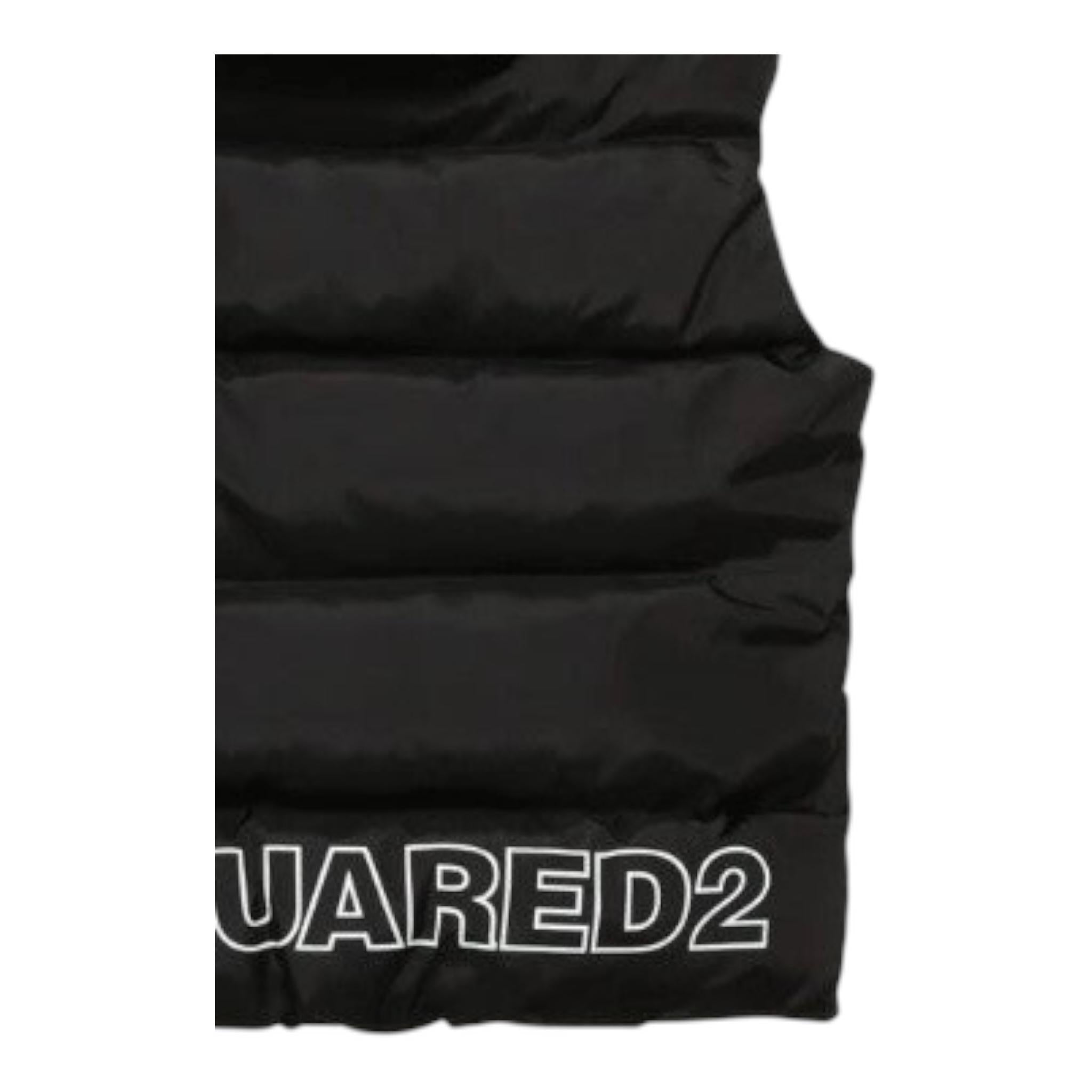 DSQUARED2 giubbino tinta unita con cappuccio smanicato Nero per Bambino DQ1731 NERO DSQUARED2