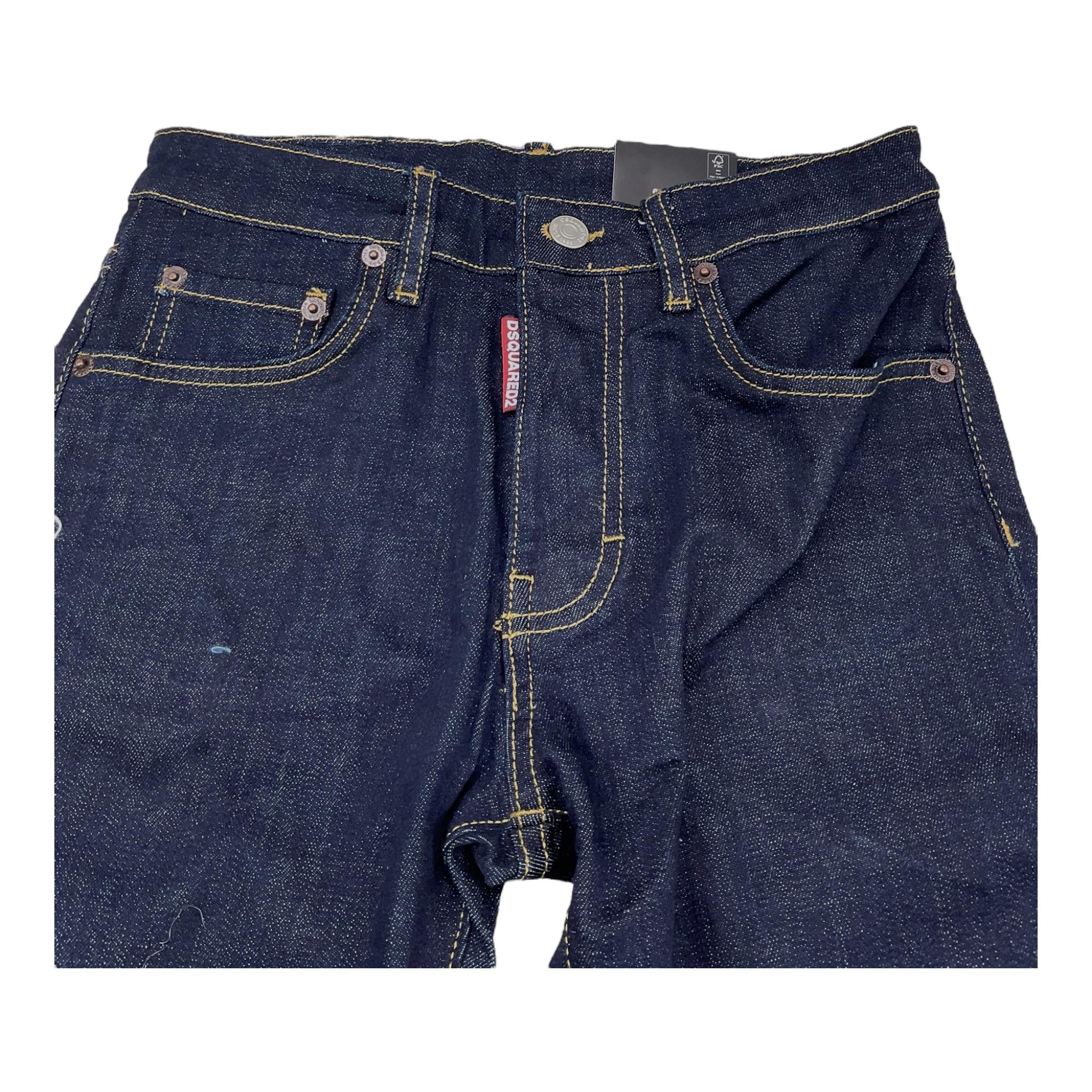 DSQUARED2 jeans tinta unita con cuciture in contrasto Blu per Bambino DQ2252X BLU DSQUARED2