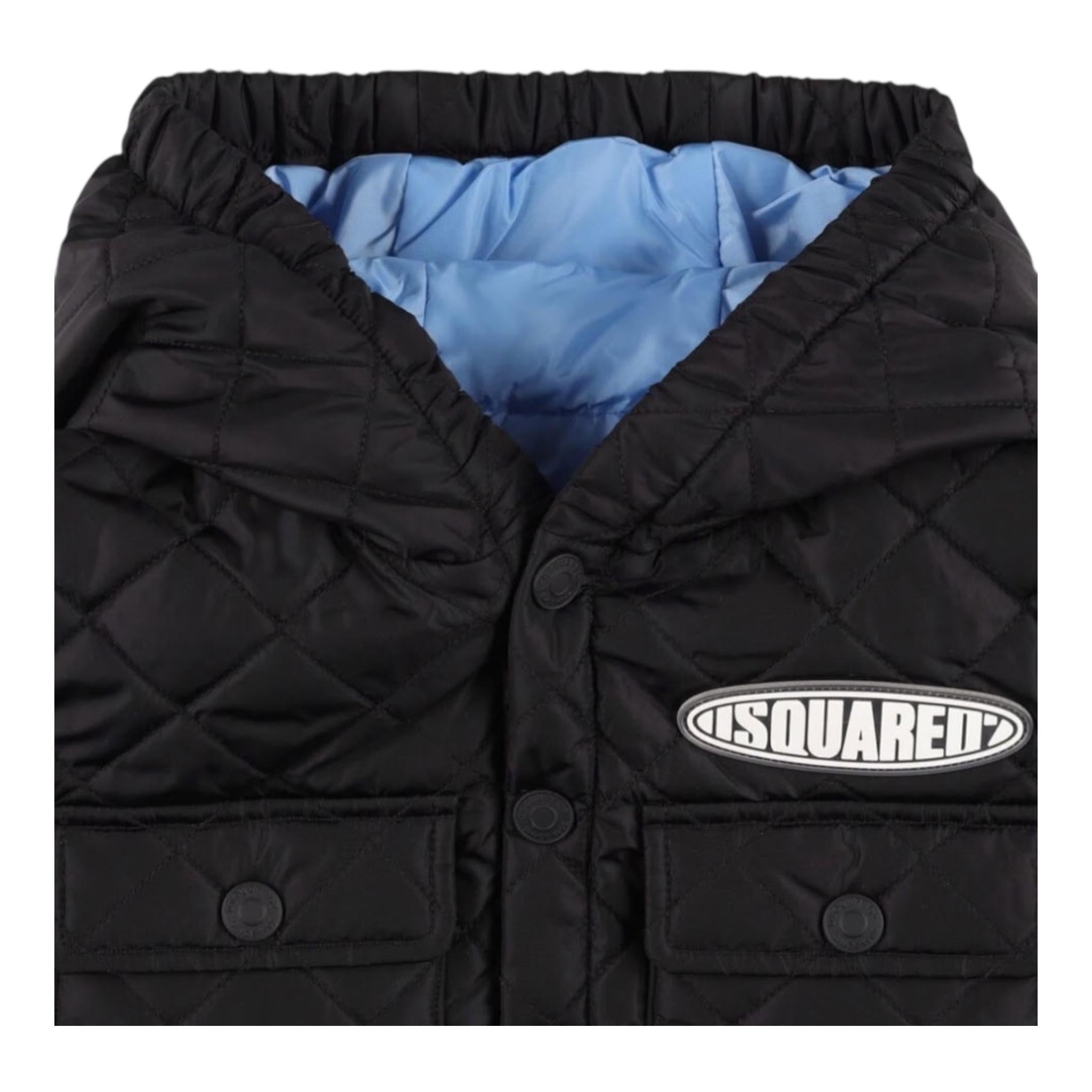 DSQUARED2 giubbino tinta unita con cappuccio e zip smanicato Nero per Bambino DQ2120 NERO DSQUARED2