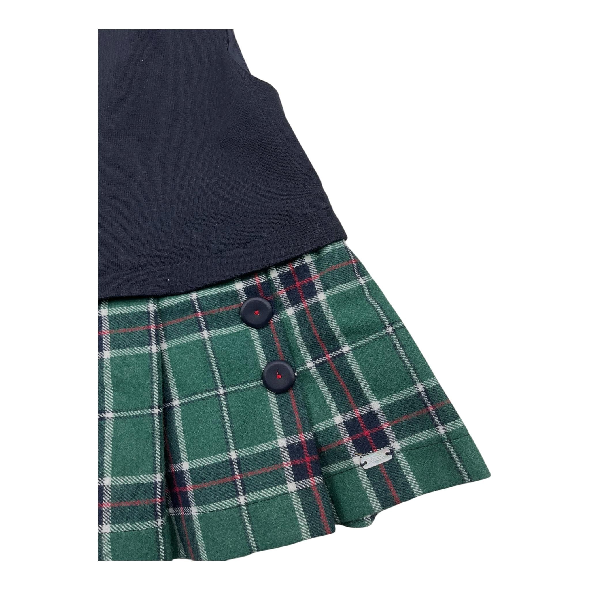 LE BEBE' abito giromanica tinta unita con gonna scozzese Blu per Neonata LBG6109 BLU LE BEBE'