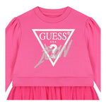 GUESS abito tinta unita girocollo con tulle Fuxia per Bambina K4YK09KB8R0 FUXIA GUESS