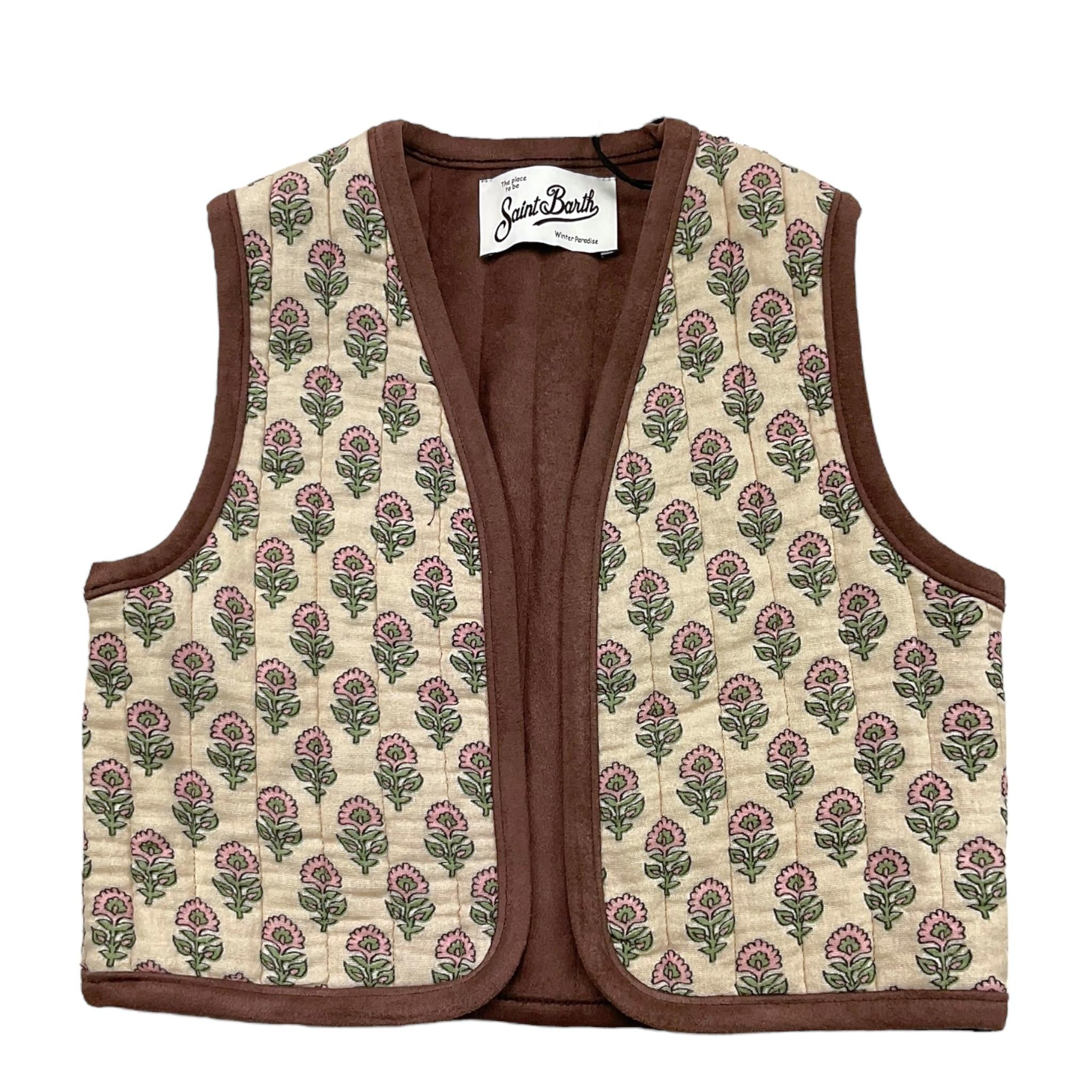 SAINT BARTH gilet tinta unita con stampa fiori Beige per Bambina DALILA BEIGE SAINT BARTH