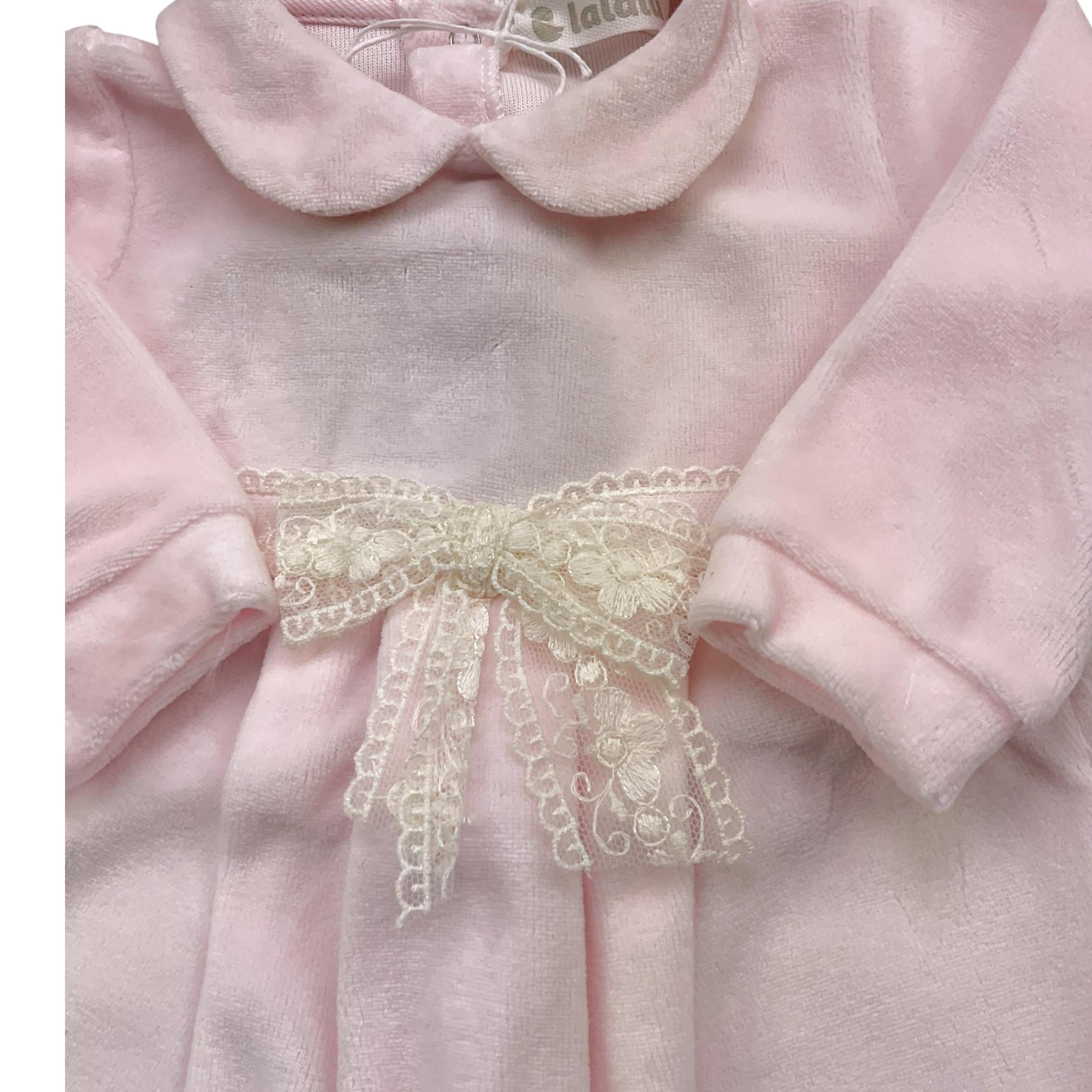 LALALU' tutina manica lunga tinta unita in ciniglia Rosa per Neonata TCL06N ROSA LALALU'