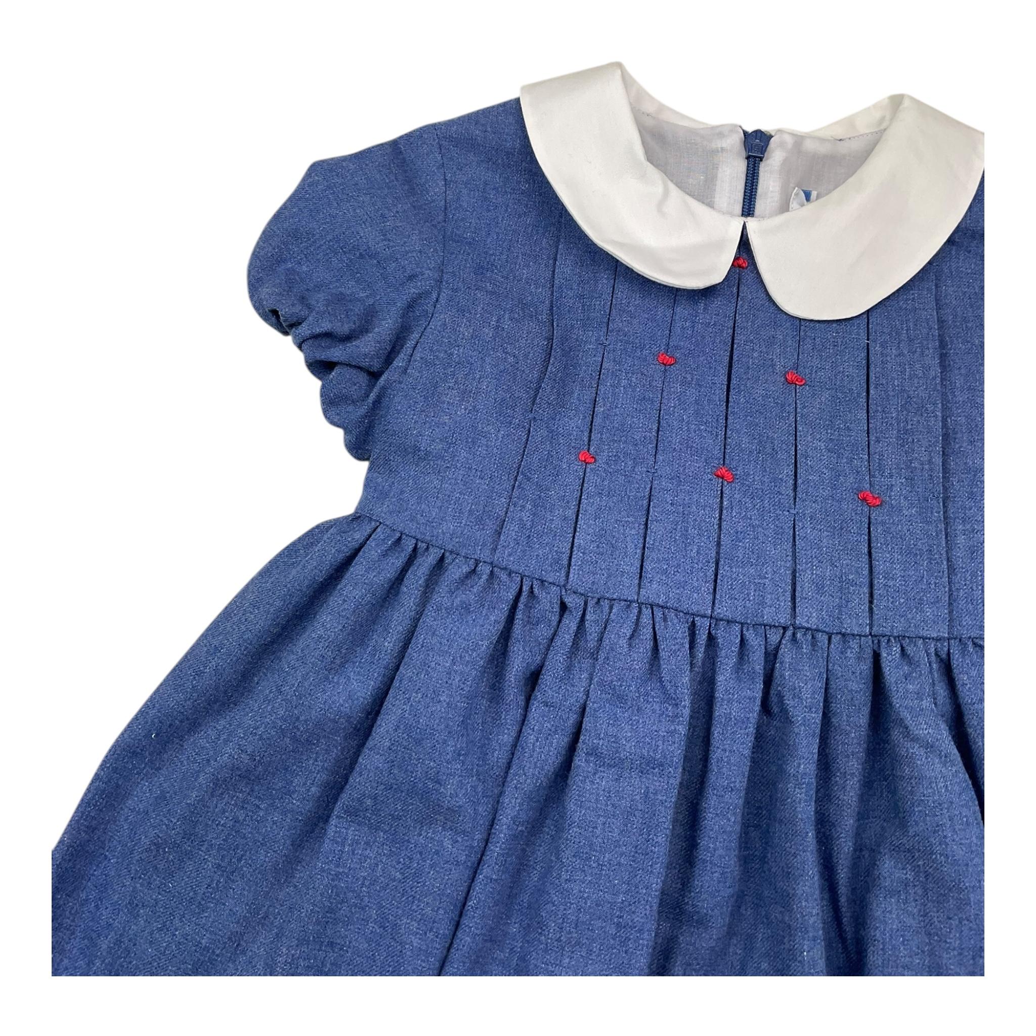 ILFAROBIMBI abito mezza manica tinta unita con colletto in contrasto Blu per Bambina IFB50545 BLU ILFAROBIMBI