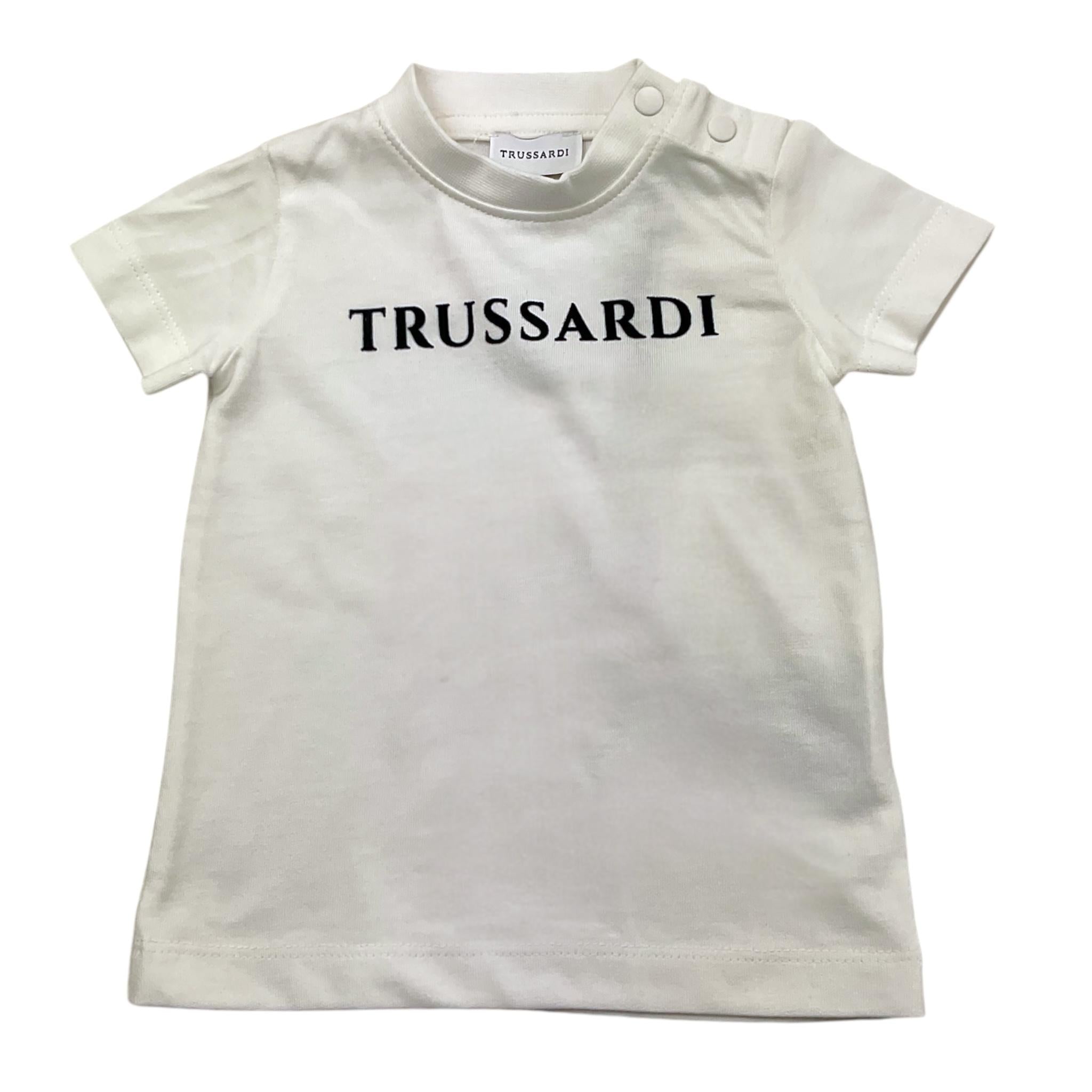 TRUSSARDI t-shirt girocollo tinta unita con stampa Bianco per Neonato TIA25014TS BIANCO TRUSSARDI