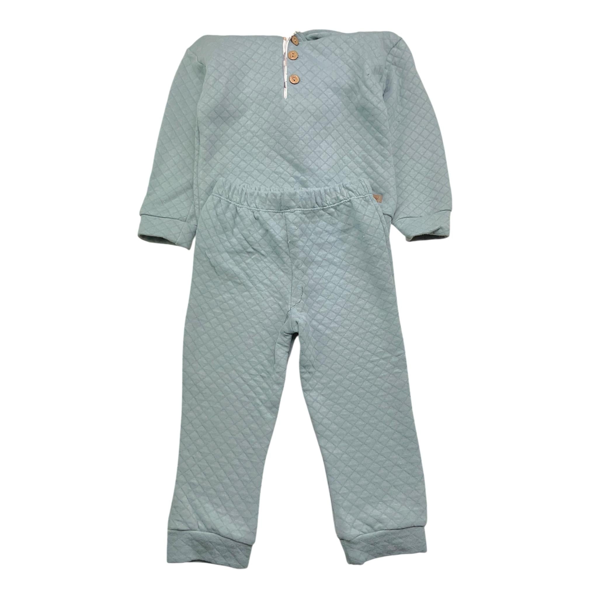 CALAMARO completo 2pz felpa-pantalone tinta unita con cappuccio Azzurro per Neonato 11035 AZZURRO CALAMARO
