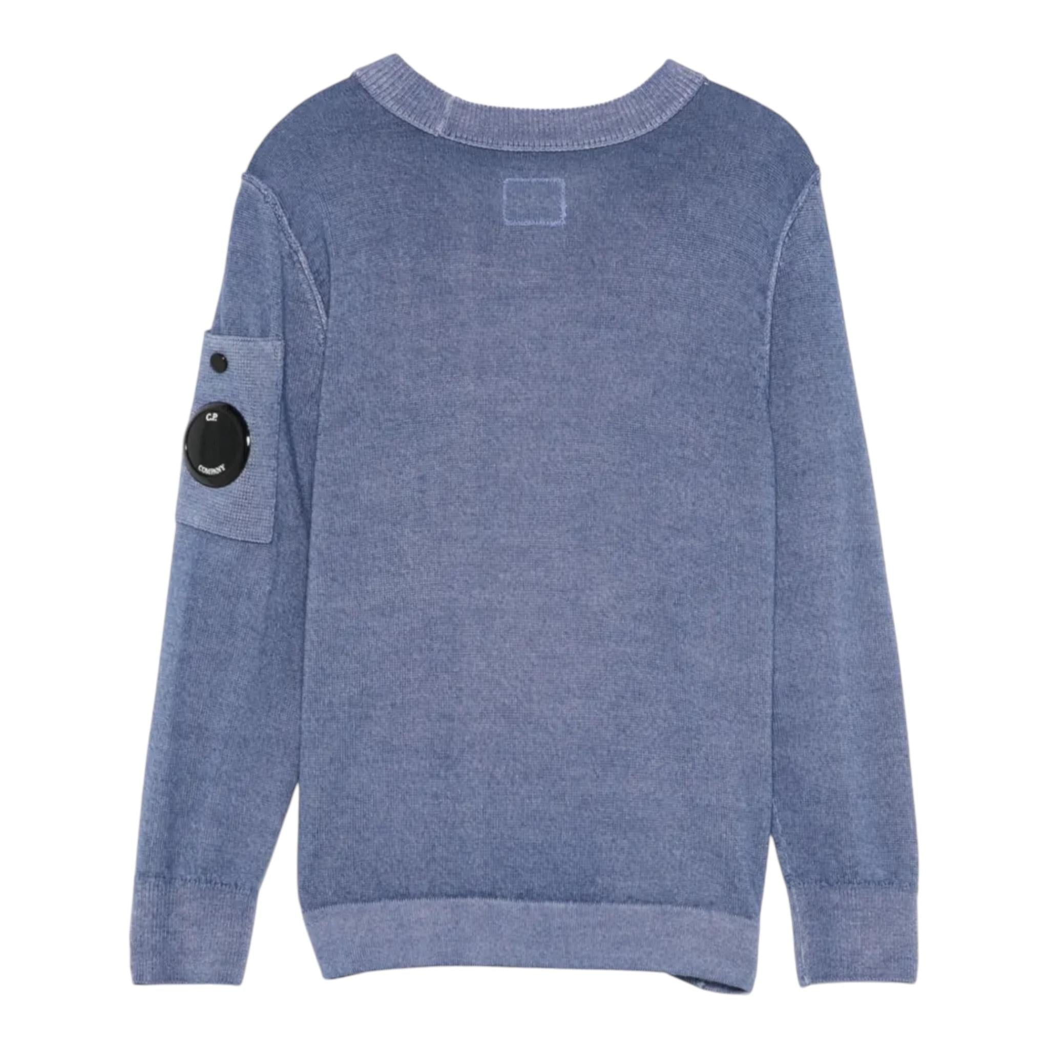 C.P. COMPANY maglia girocollo tinta unita con logo Blu per Bambino CUW009 BLU C.P. COMPANY