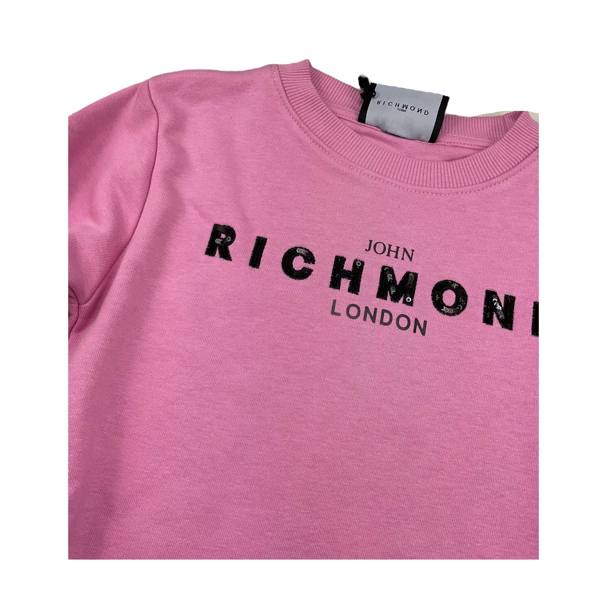 JOHN RICHMOND abito felpa girocollo tinta unita con logo Rosa per Bambina RGA24054VE ROSA JOHN RICHMOND
